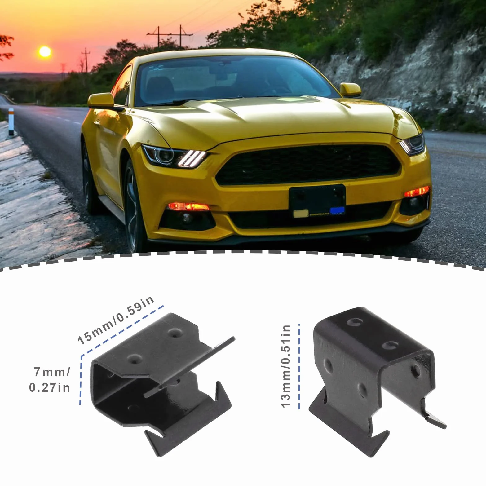 6 sztuk klipsów do paneli osłony komory silnika kompatybilne z Ford Focus MK2 1329640 z przodu poniżej przedniej szyby, kolor metalowy czarny, części wnętrza pojazdu, części zamienne