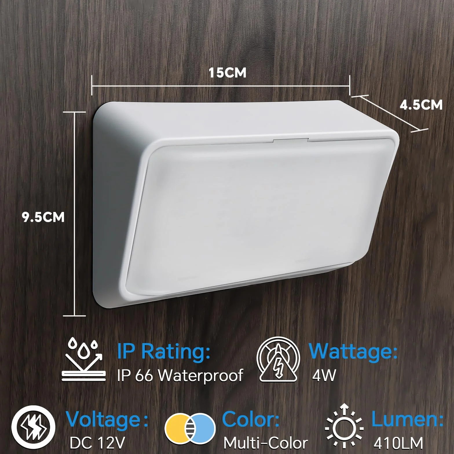 acegoo lampa LED 12V dwukolorowa biała/bursztynowa 410 lumenów IP66 do kampera