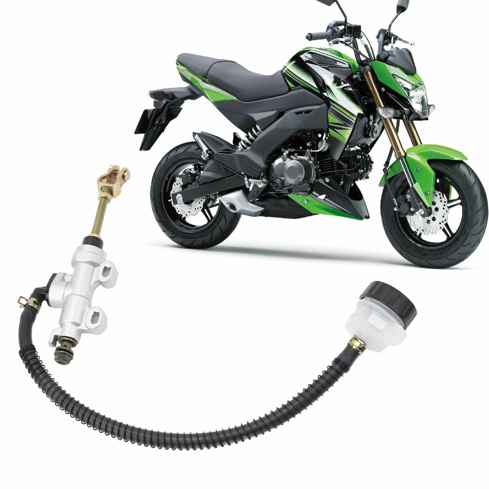 Tylna nożna pompa hamulcowa, tylny hamulec nożny hydrauliczny pompa główna zamiennik zbiornika do motocykla Dirt Bike ATV (biały)