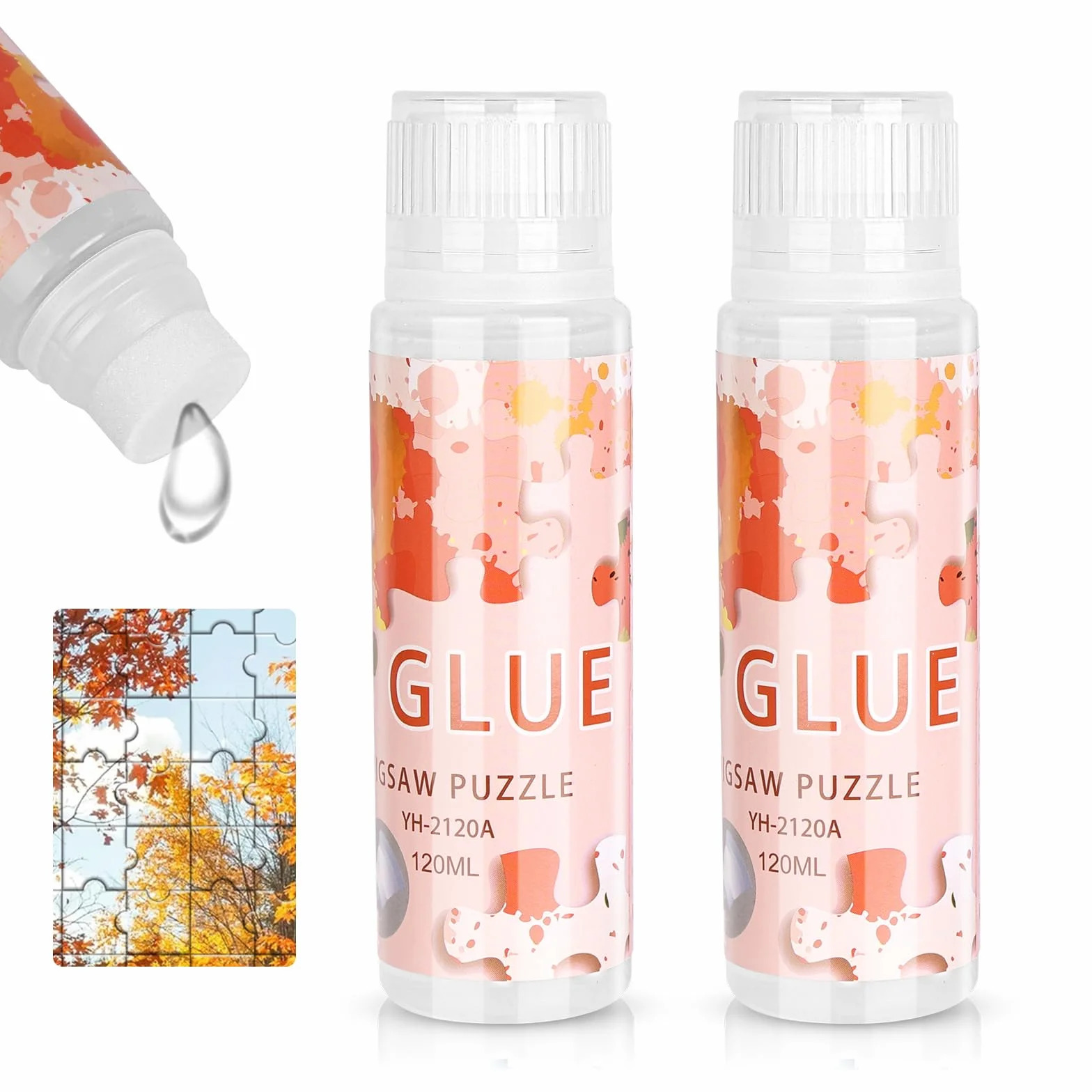 Ainiv Klej do puzzli z gąbką – przezroczysta, rozpuszczalna w wodzie, szybkoschnąca formuła na puzzle 1000/1500/2000 elementów, idealna do rękodzieła, projektów DIY i oszałamiających wyświetlaczy (120
