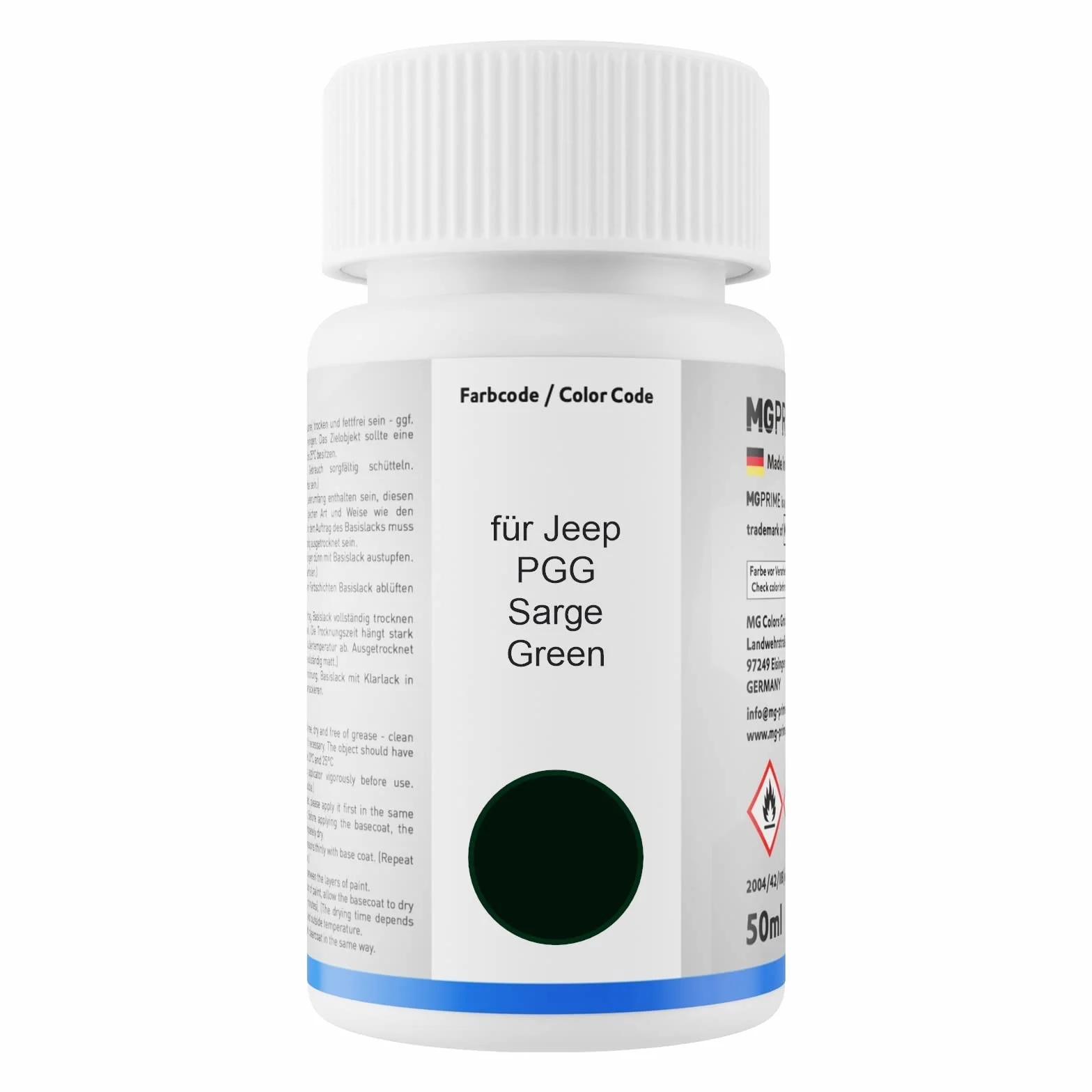 MG PRIME Lakier samochodowy Zestaw sztyftów Touch-up dla Jeep PGG Sarge Green Basecoat lakier bezbarwny 50ml kazdy