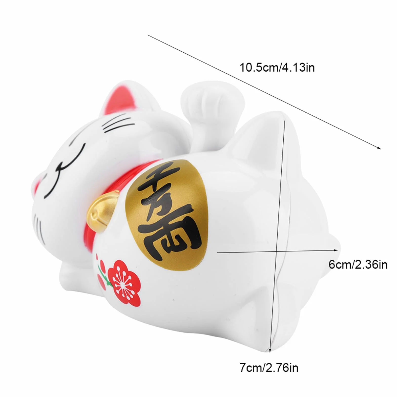 Solarbetriebene Maneki Neko LuckyCat Fortune Begr¨¹?ung Winken Arm Up Faule Liegen Reichtum Fortune Cat Home Stores Auto Feng Shui Dekor Wei?(# 2)