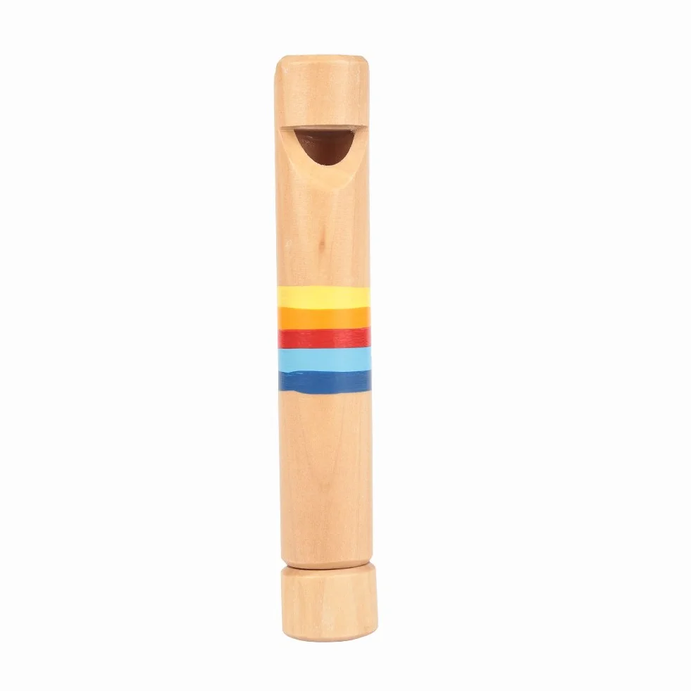 Dilwe Drewniany gwizdek, pchanie i wyciąganie drewno flet fipple Piccolo instrument muzyczny zabawka dla dzieci