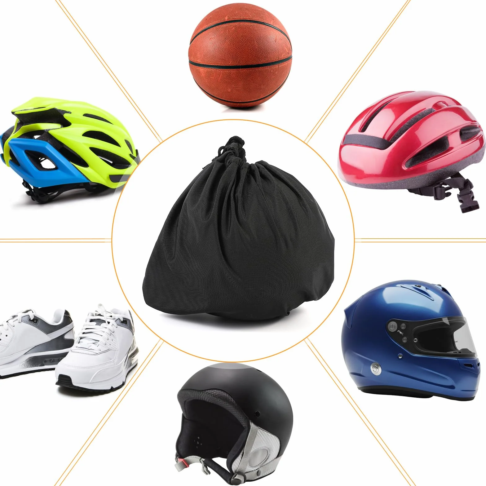 Xinjoduz Torba na kask motocyklowy, lekka torba do przechowywania kasku motocyklowego, torby do przenoszenia z zamkiem na sznurek, do piłki nożnej, hokeja, jazdy na nartach, wyścigów, skuterów