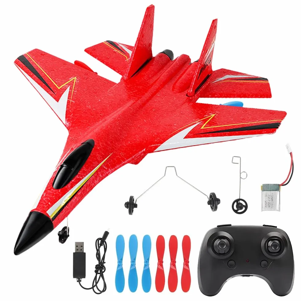 Samoloty RC 2CH, 2,4 GHz zdalnie sterowany samolot zabawka ze światłem LED, samolot RC dla początkujących z pilotem zdalnego sterowania i ładowaniem USB, zabawka styropianowa ulotka dla