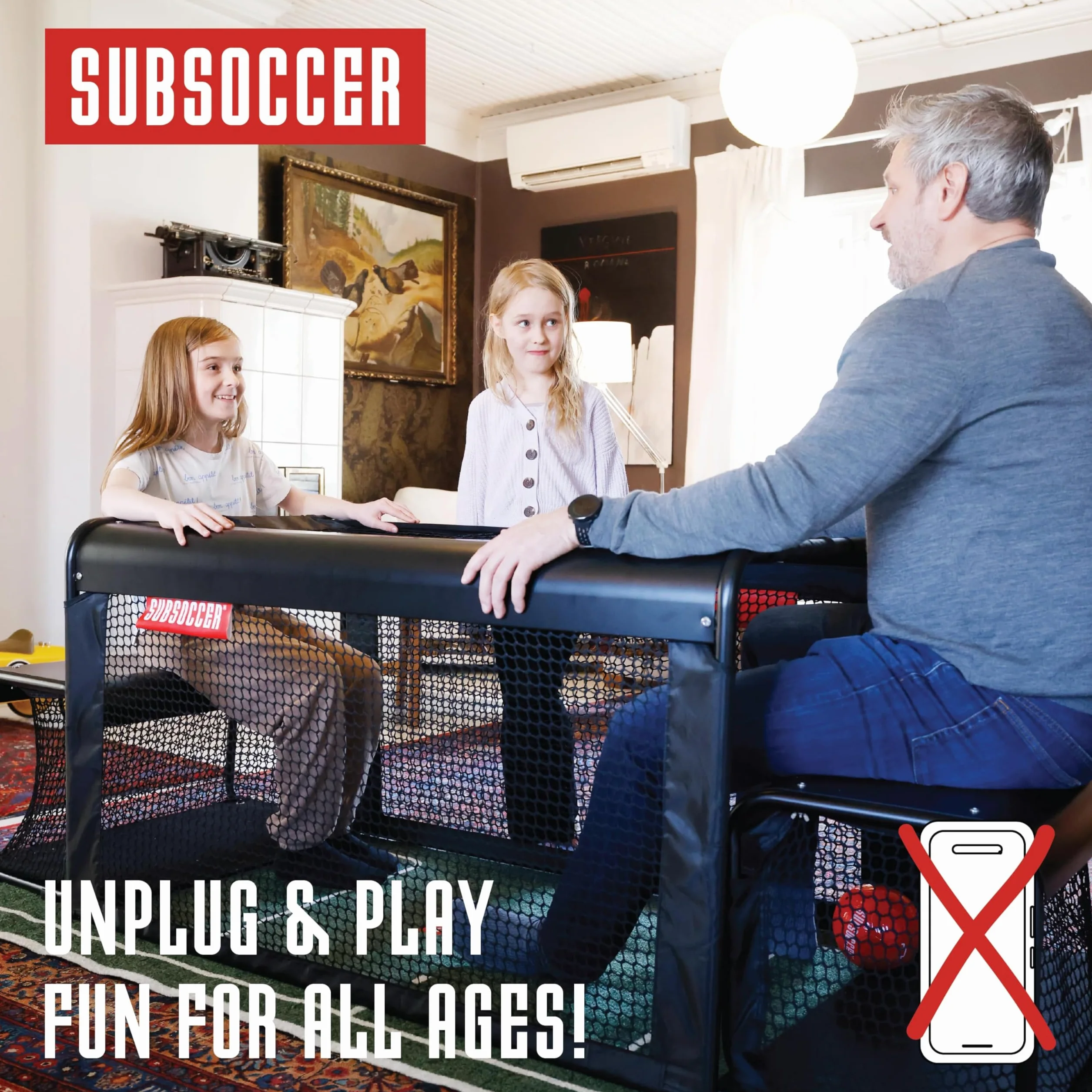 Subsoccer S3 Portable Bench Soccer Game – Lightweight, Easy Assembly, Indoor & Outdoor Use, Includes Table, Benches, Ball, and Tools – Fun for Ages 6+