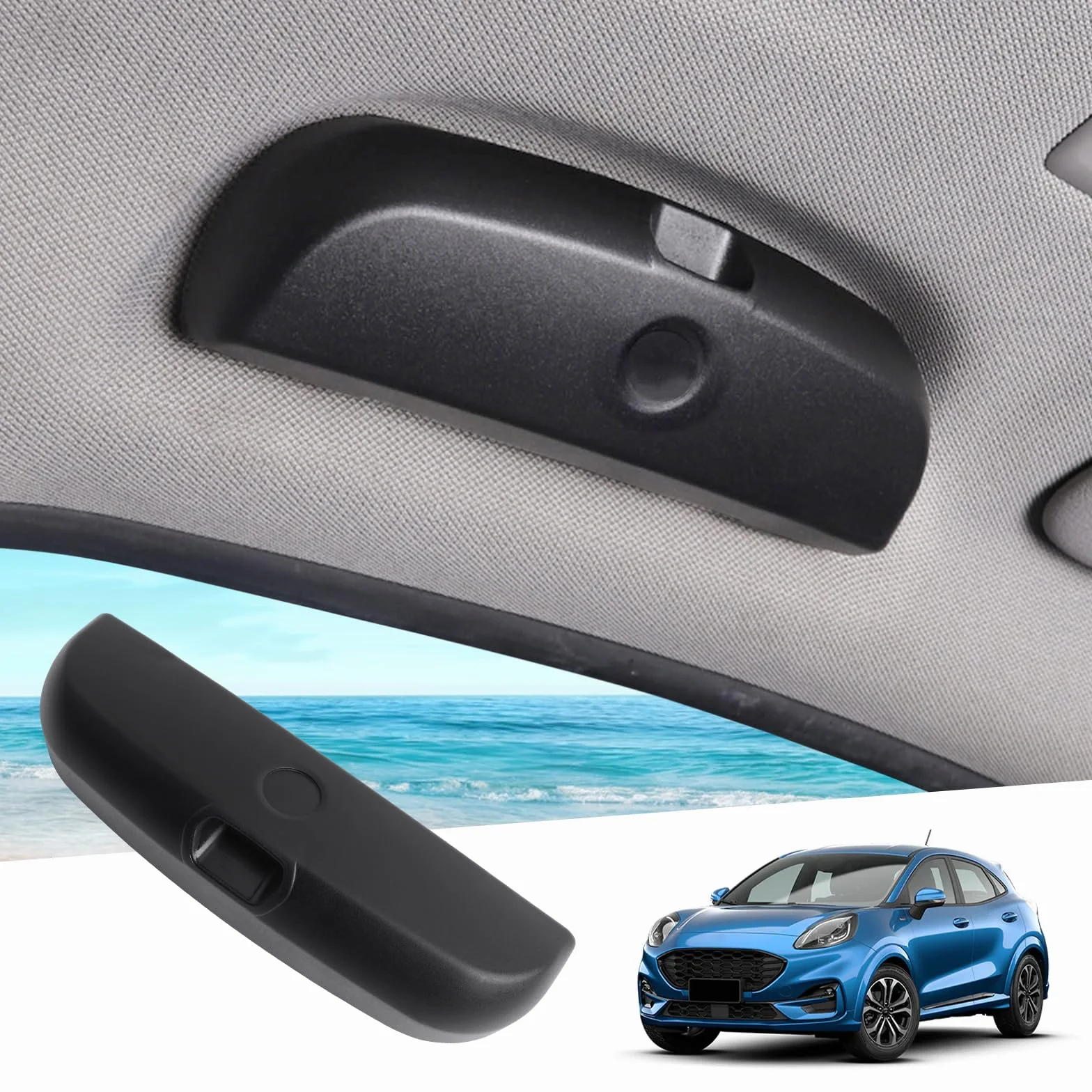 GAFAT Kompatybilny z Ford Puma MK2 ST Line X 2020-2024 2025 Uchwyt na okulary przeciwsłoneczne Etui na okulary Samochód, Puma 2024 Pudełko do przechowywania Organizer, Akcesoria Puma (Czarny-2CM