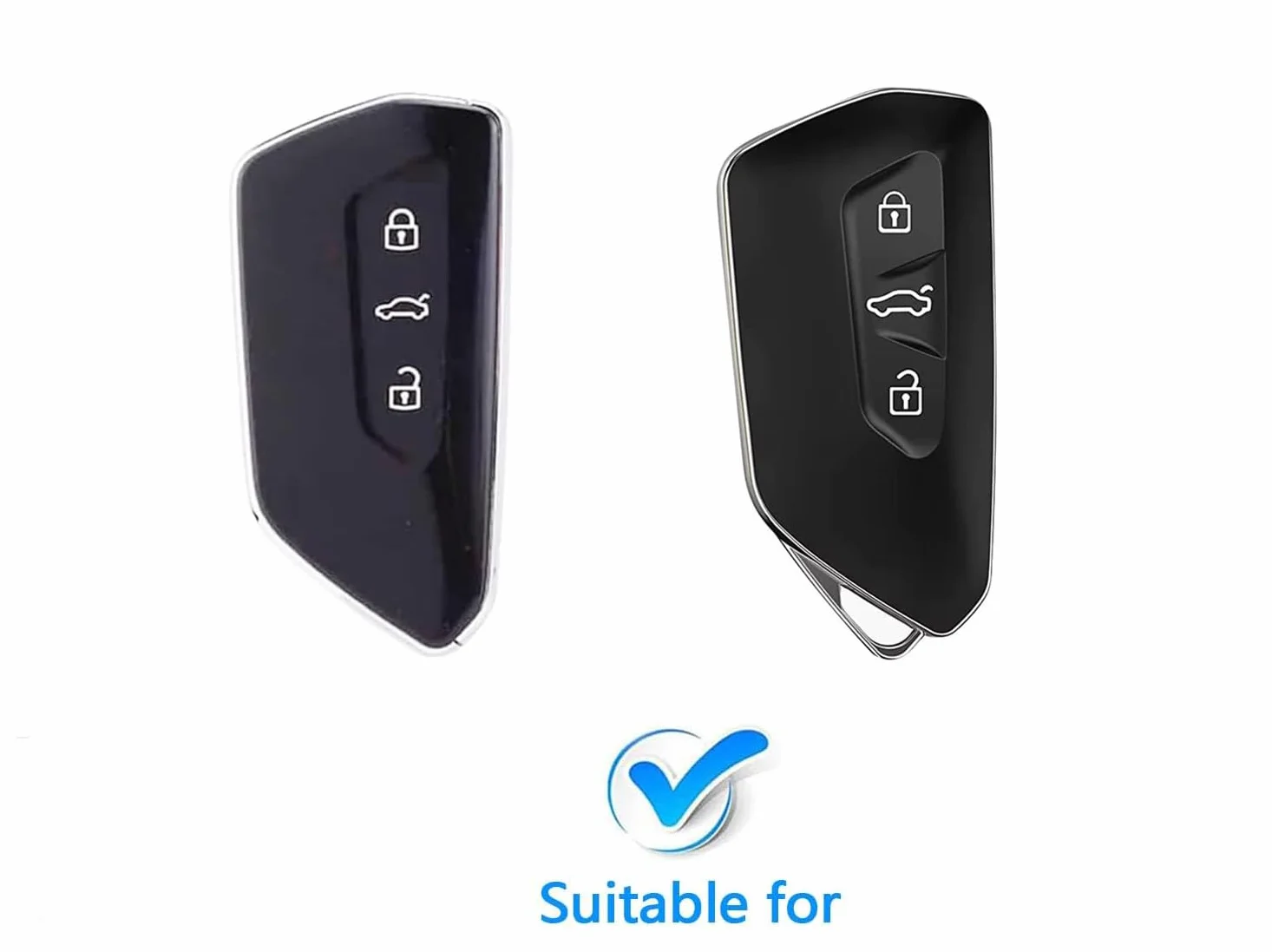 Obudowa na kluczyki samochodowe VW Volkswagen ID3 ID4 Seat Leon MK4 Golf 8 GTI Skoda Octavia Tarraco Ateca 3-przyciskowa ze stopu aluminium skóra czarny