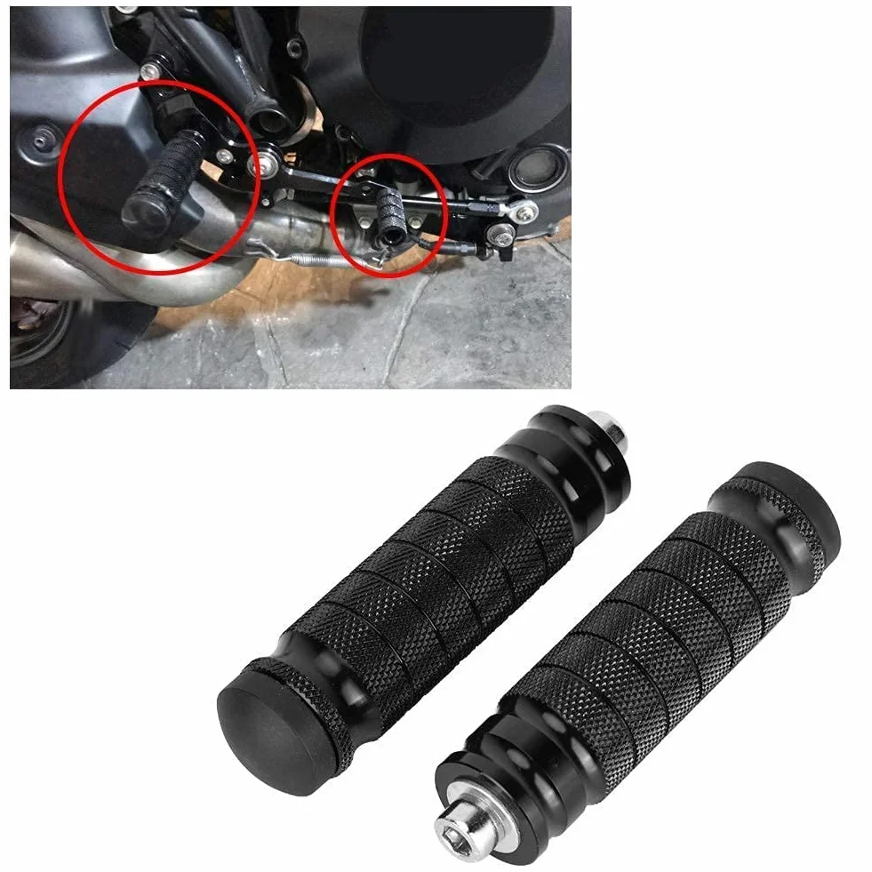 Aramox Uniwersalne Podnóżki Motocyklowe CNC M8, Tylne Pedały Antypoślizgowe, Czarne, 2 szt.