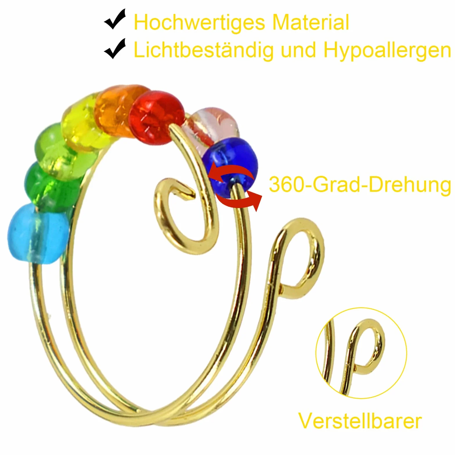 4-częściowy zestaw pierścionków z otwartymi pierścieniami, Fidget Spinner pierścienie, antystresowe, dekompresyjne, regulowane pierścionki przeciwbólowe dla dziewcząt i kobiet, łagodzące stres i