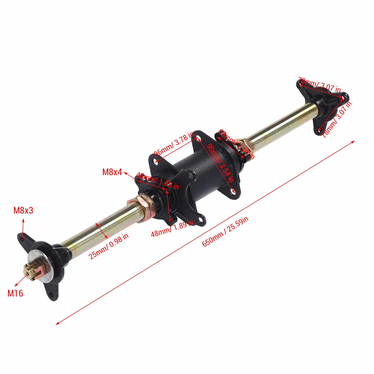 Zestaw Montażowy Tylnej Osi Go Kart 650mm z Tarczą Hamulcową Zębatą do Quada Drift Trike