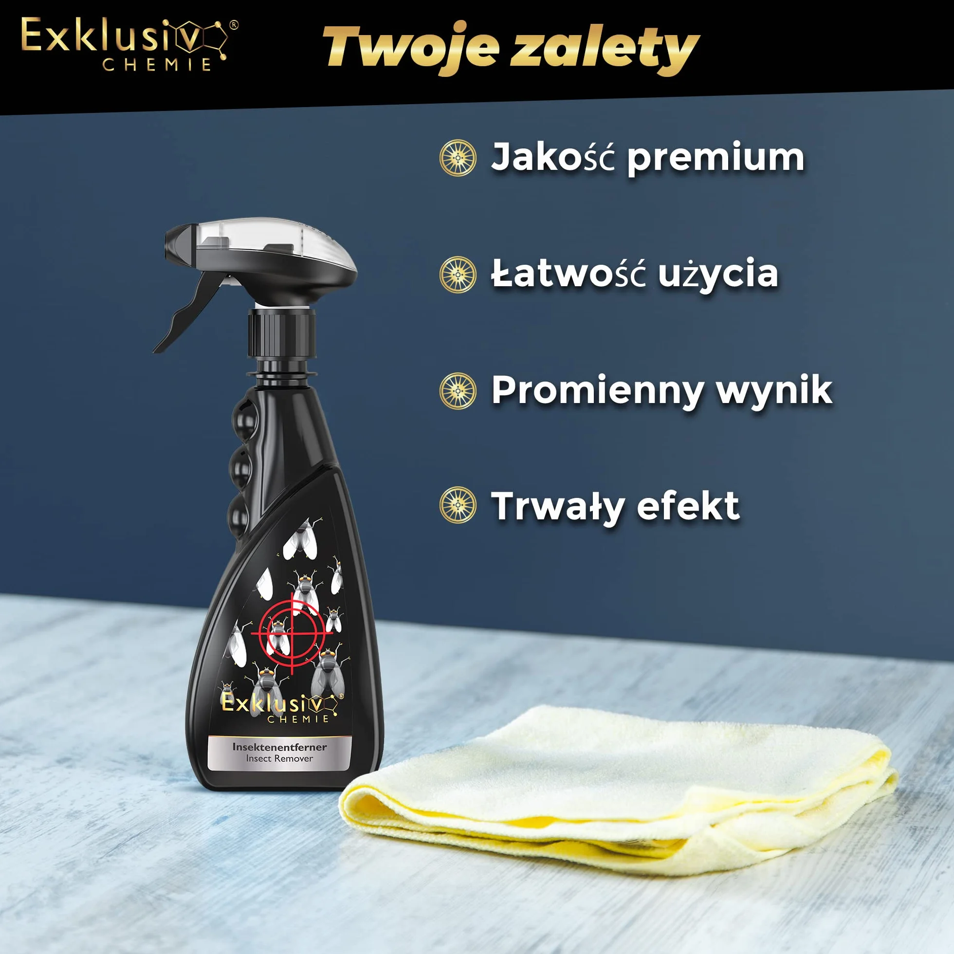 Exklusiv Chemie® Środek do usuwania owadów 500 ml - czyści szyby, reflektory, lakier i chrom