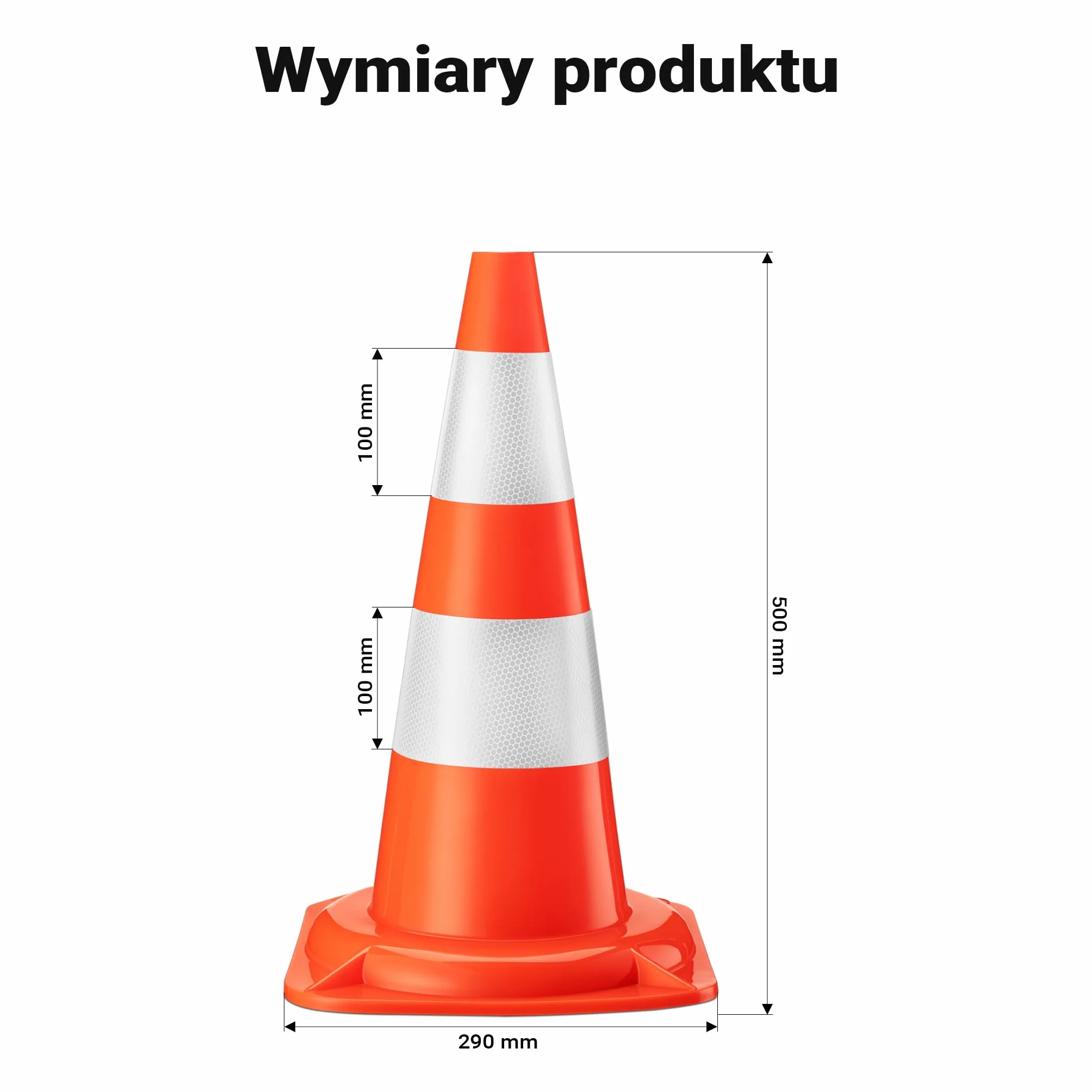 Wiltec Pachołek drogowy o wysokości 50 cm, pomarańczowy słupek, odblaskowy stożek ostrzegawczy z PVC do stosowania na placach budowy