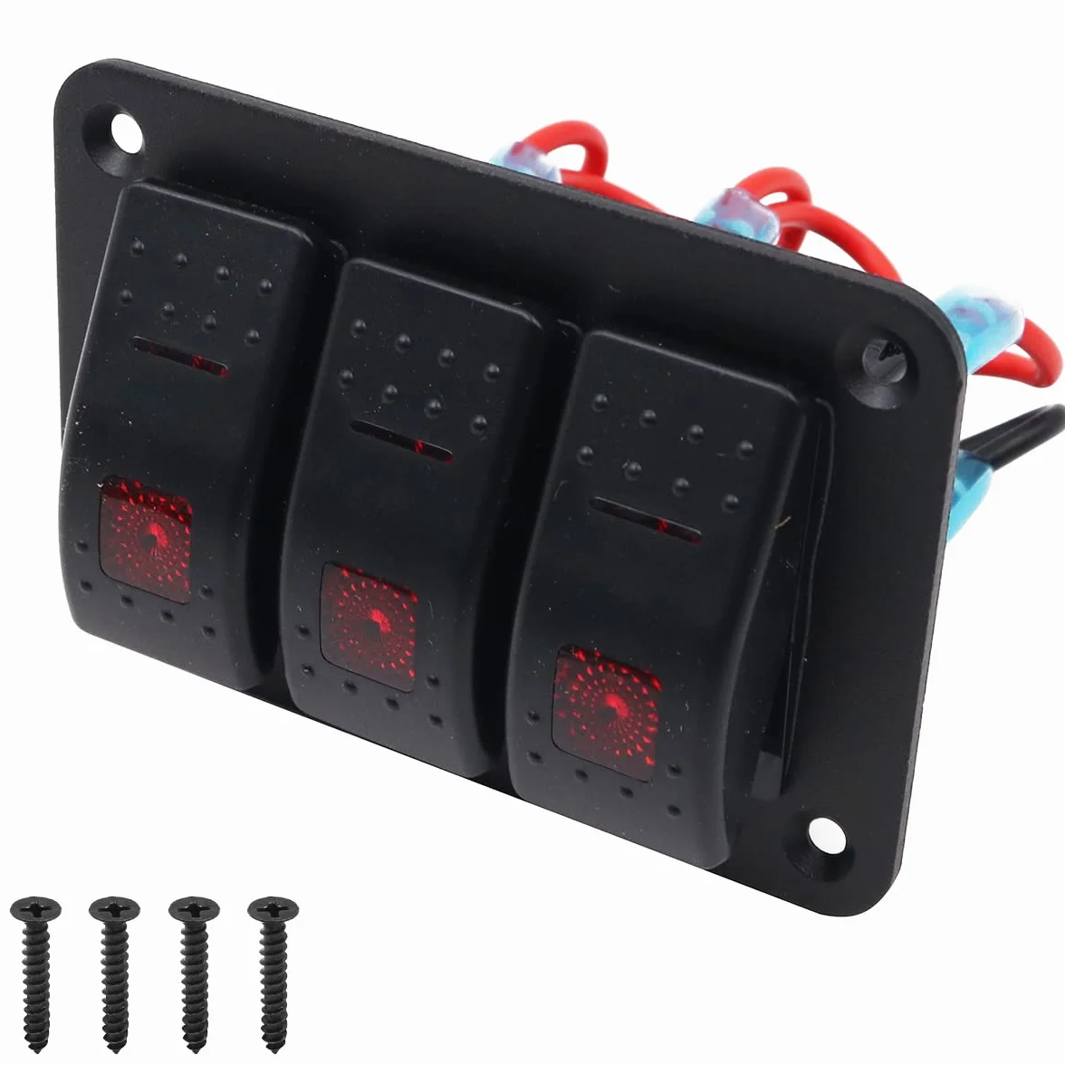 Aluminiowy panel sterowania 12 v/24v 3 pozycje ON/OFF Przełącz przełącznik wodoodporny panel przełącznika Rocker z czerwonym światłem LED do przyczep kempingowych przyczep kempingowych