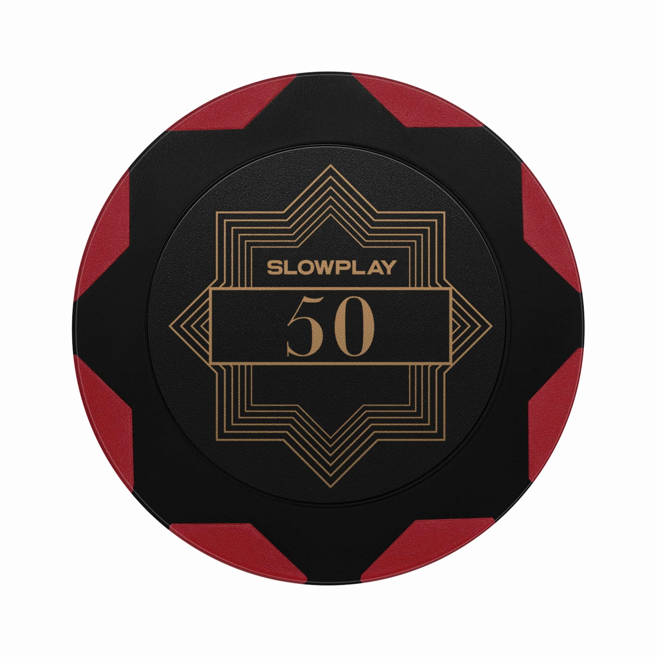 Gliniane żetony pokerowe Nash marki SLOWPLAY, 14 gramów, mieszanka gliny ceramicznej i tworzywa sztucznego, numerowane żetony z nominałami i czipy blankietowe(50)