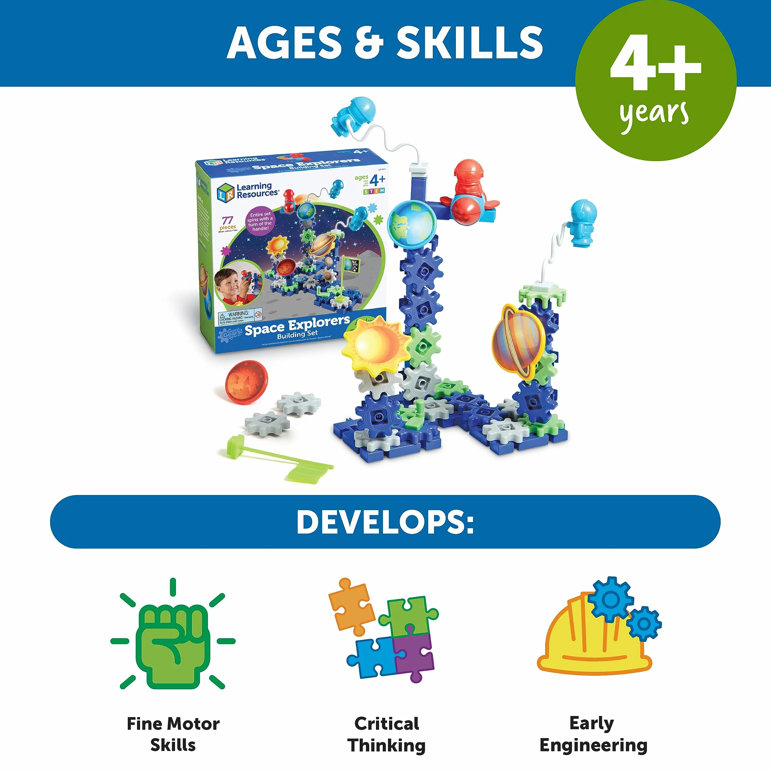 Learning Resources Gears Gears Przestrzeń Odkrywcy 77-Kawałek Budynek Zestaw