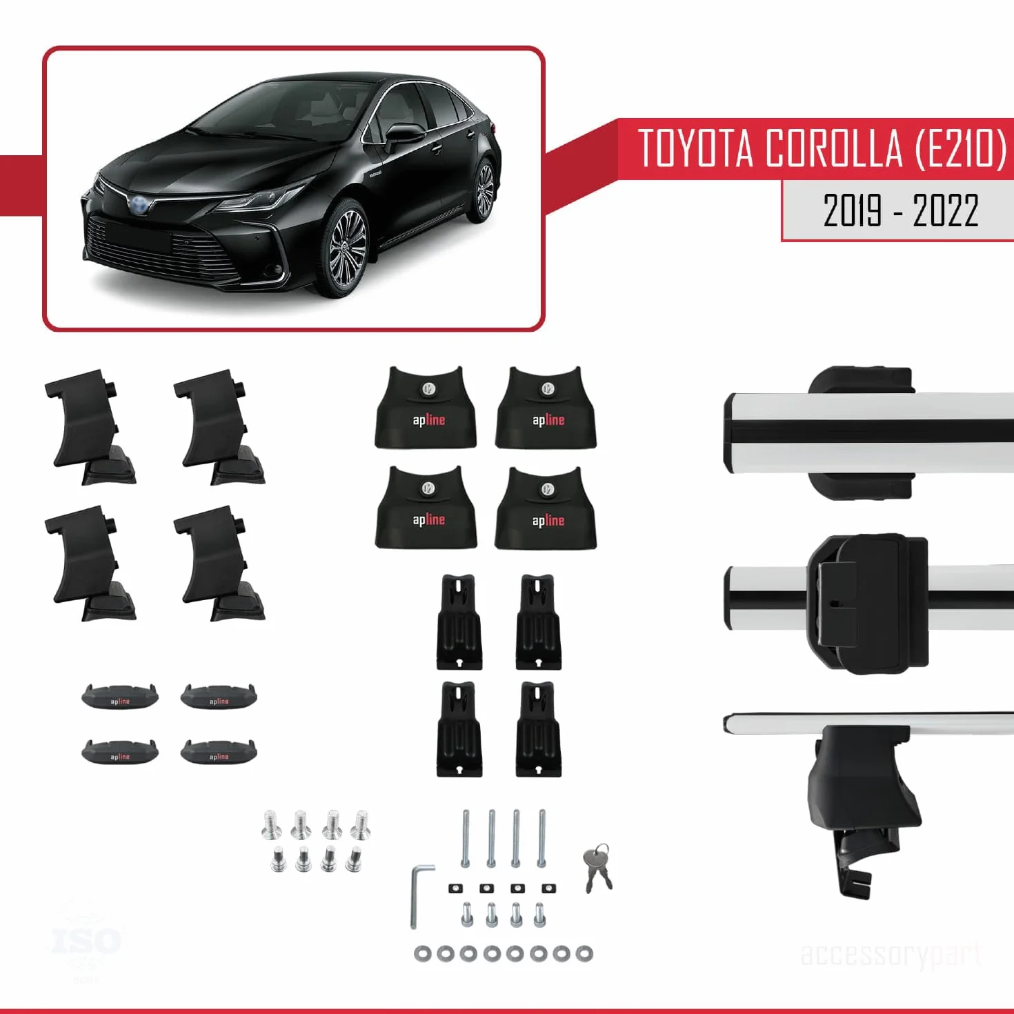 Aluminiowy bagażnik dachowy do Toyota Corolla 12 (E210) Sedan 2019-2022 ACE-4, szary
