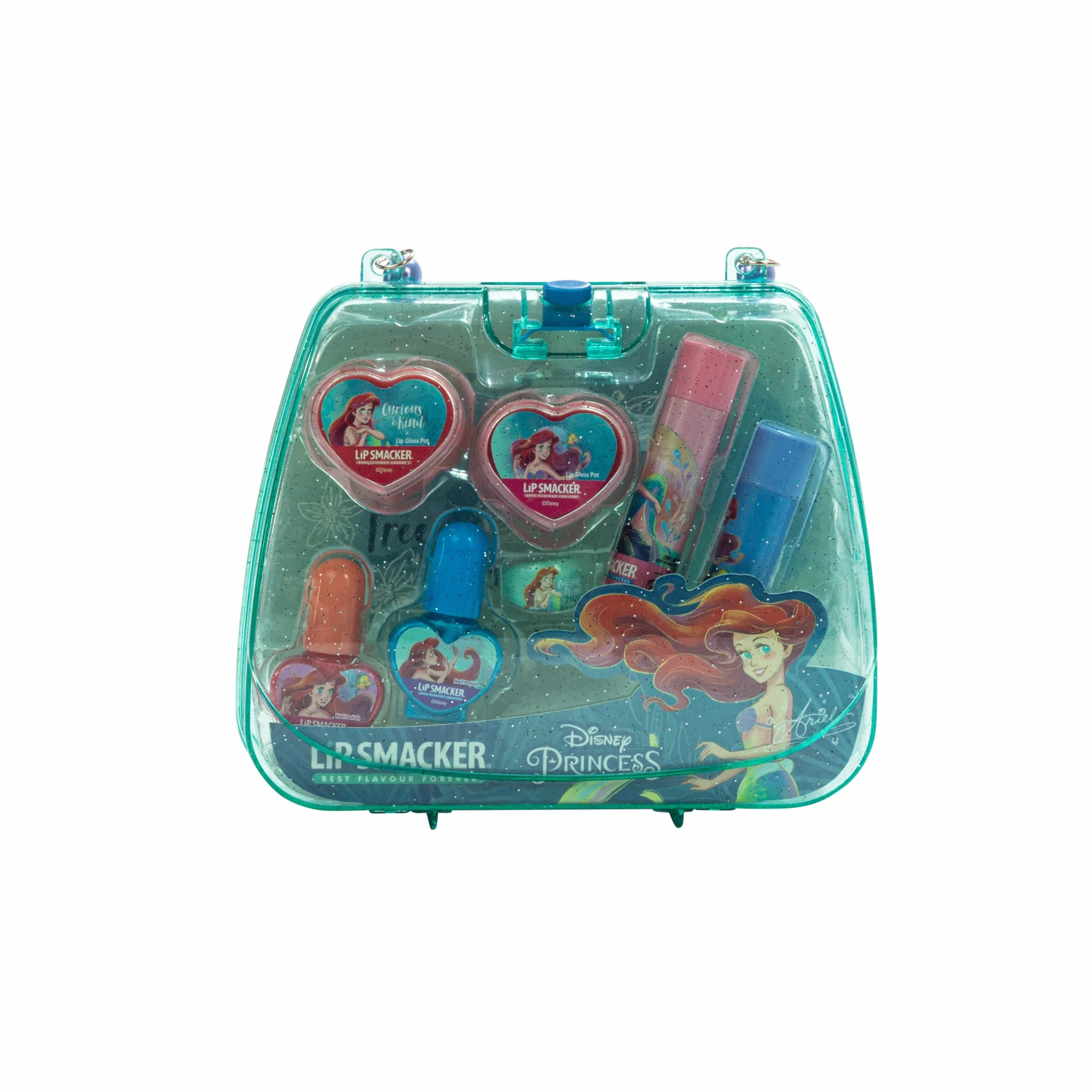 Lip Smacker Princess Ariel Mini Tote Bag, Bezpieczny w Użyciu Zestaw Upominkowy do Makijażu dla Dzieci, do Makijażu Twarzy, Ust i Paznokci Wraz z Akcesoriami Kosmetycznymi dla Wyglądu Księżniczki