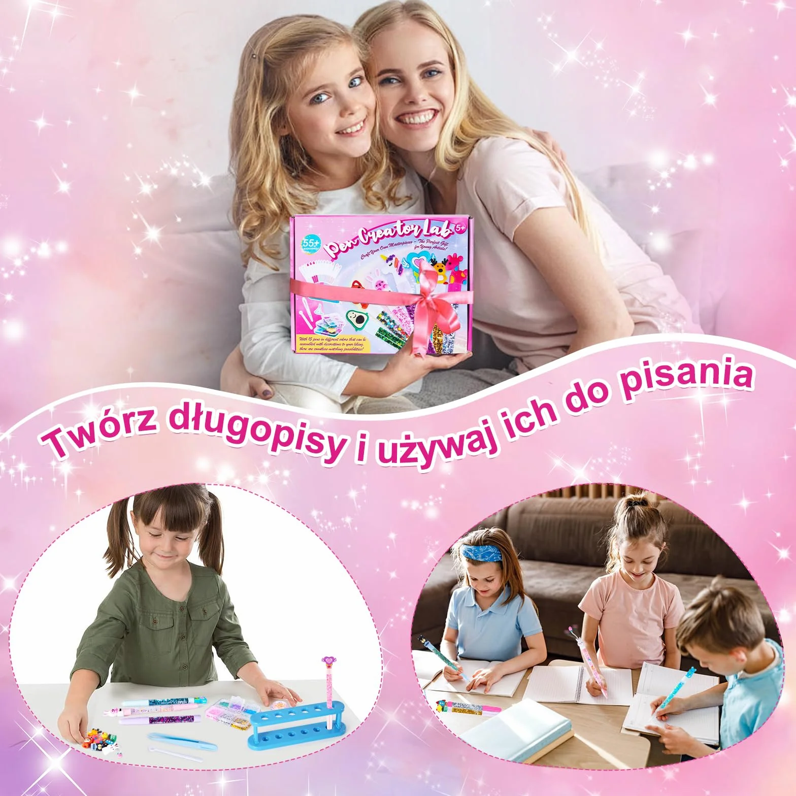 Kazzley Kreatywny zestaw do tworzenia uroczych długopisów, projekty dla dzieci, pomysły na prezent dla dziewczynki 6-10 lat, zabawki dla dziewczynek 5-12