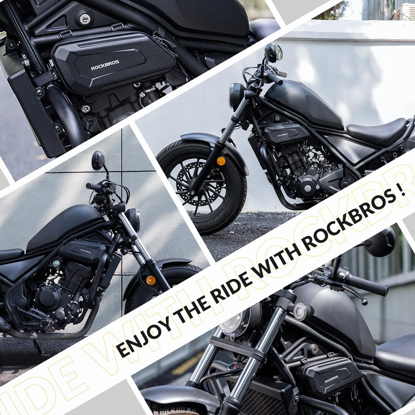 ROCKBROS Torba Motocyklowa Torba na Ramę Motocyklowa Wodoodporna Torba na Narzędzia Motocyklowe ok. 1,5L Czarna, Kompatybilna z Większością Motocykli