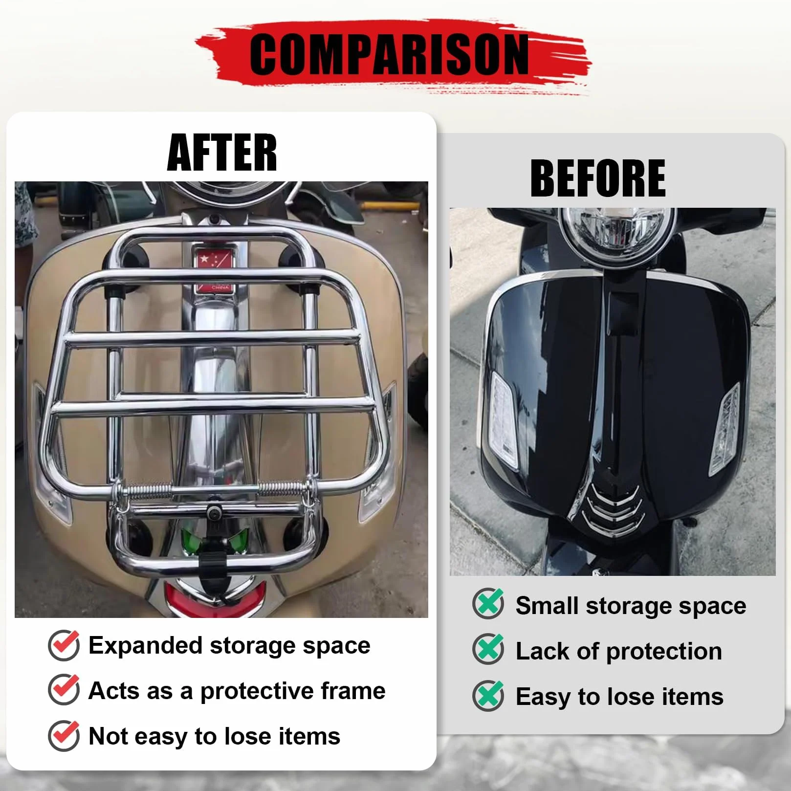 Przedni stojak na sakwy do Vespa GTS 300 125 200 250 2018-2025, PSLER stojak na sakwy, uchwyt bagażowy na motocykl (srebrny)