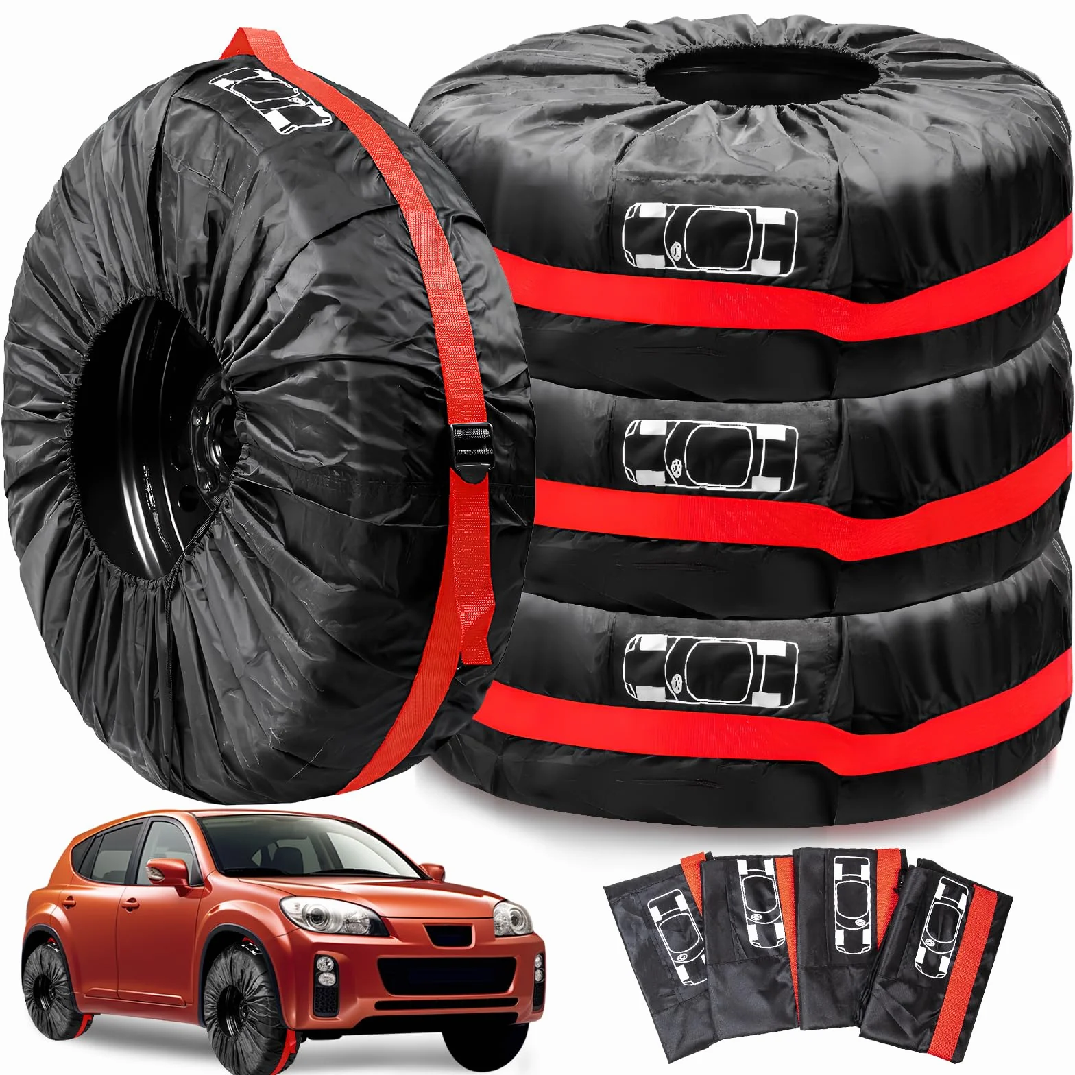 Zocipro Zestaw toreb na opony 4 sztuki 18-22" 80 cm z uchwytem do transportu i przechowywania