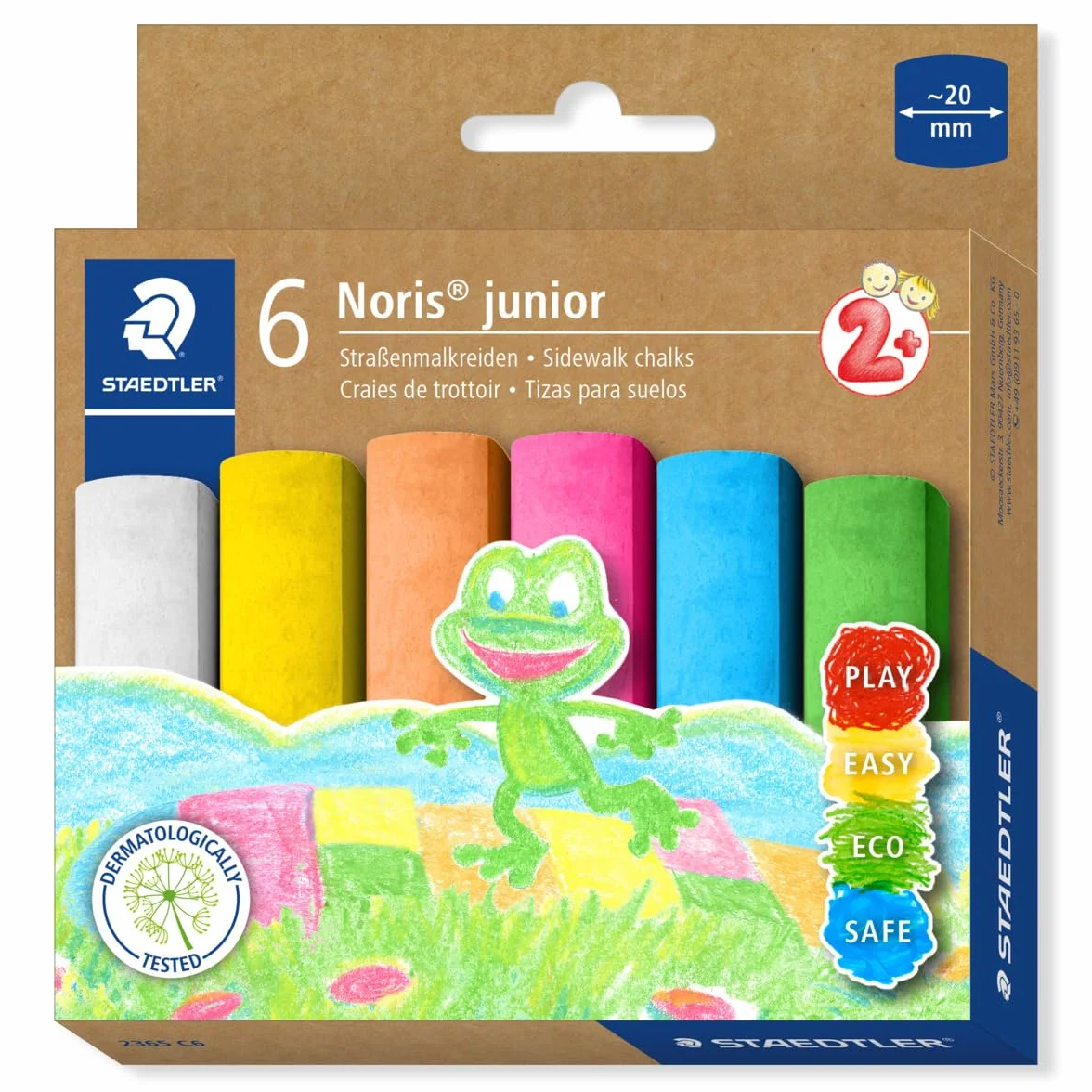 STAEDTLER 2365 C6 Noris Junior Jumbo kredki chodnikowe do użytku na zewnątrz – różne kolory (6 sztuk)