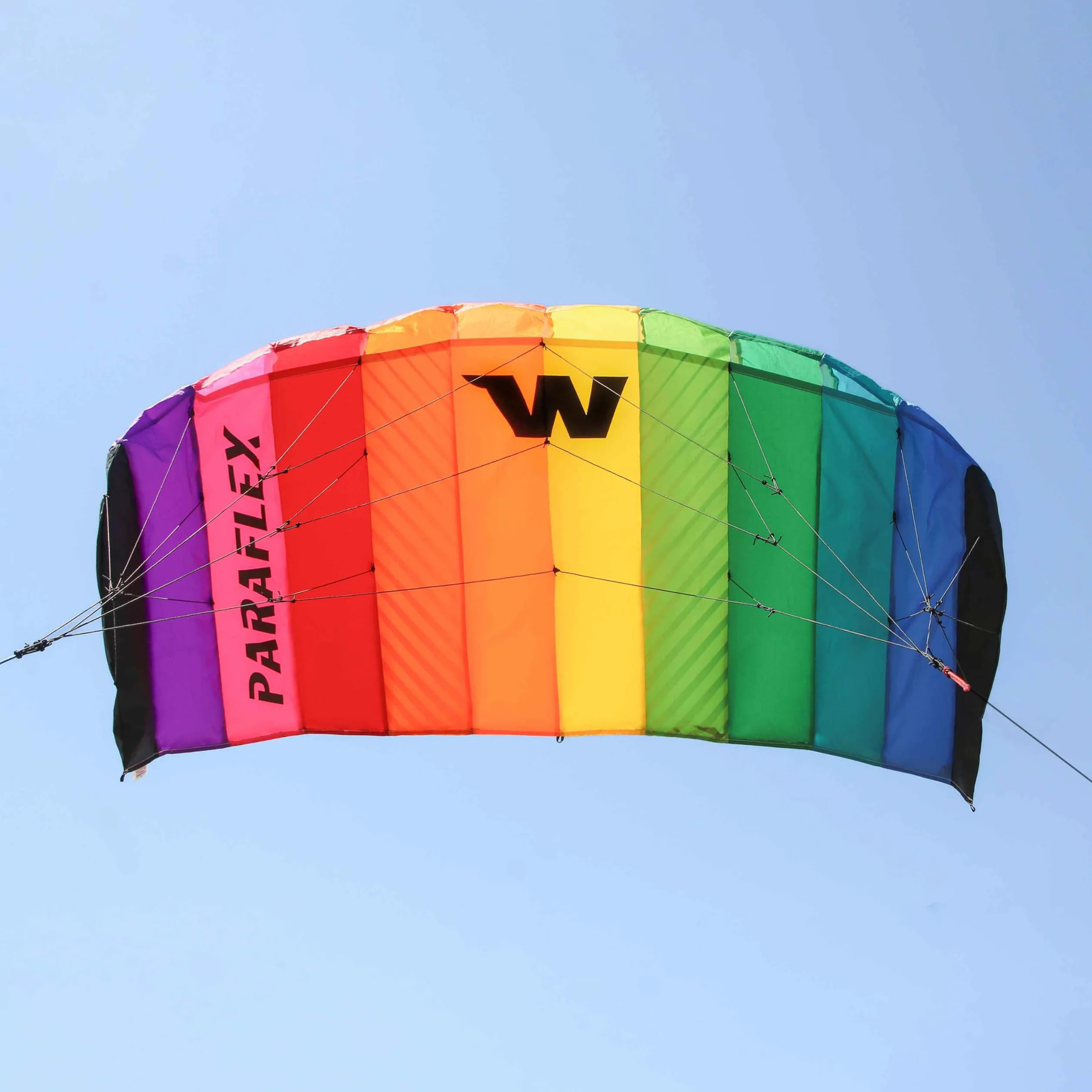 Wolkenstürmer® Paraflex Basic 1.2 (Rainbow) Latawiec – 2-linowa mata do kierowania z pętlami do latania – latawiec dla dzieci od 6 lat