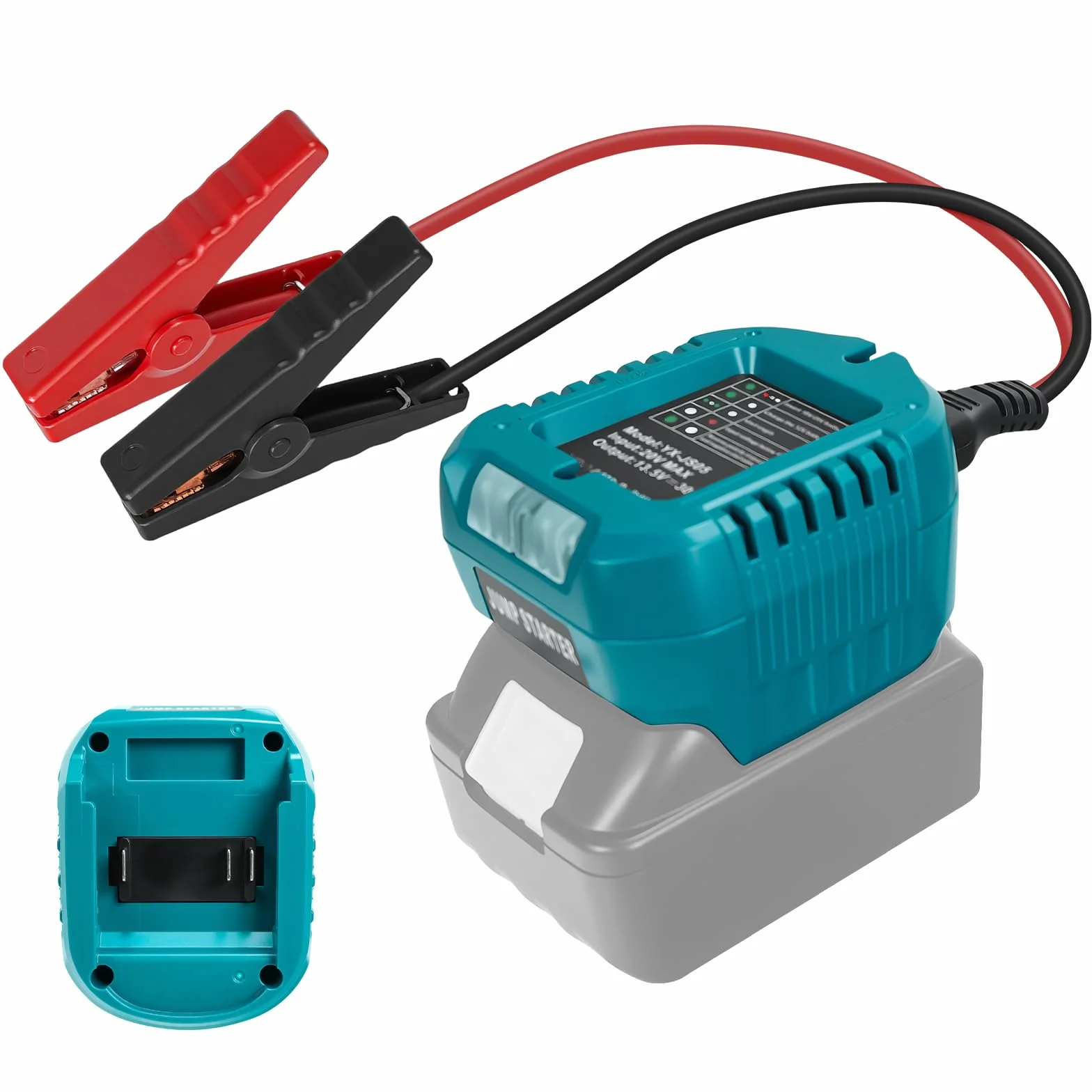 Urządzenie wspomagające rozruch Powerbank Adapter do akumulatora Makita 18 V, 13,5 V starter samochodowy z funkcją zwiększania mocy akumulatora z diodami LED, kabel 11 AWG Adapter do zwiększania mocy