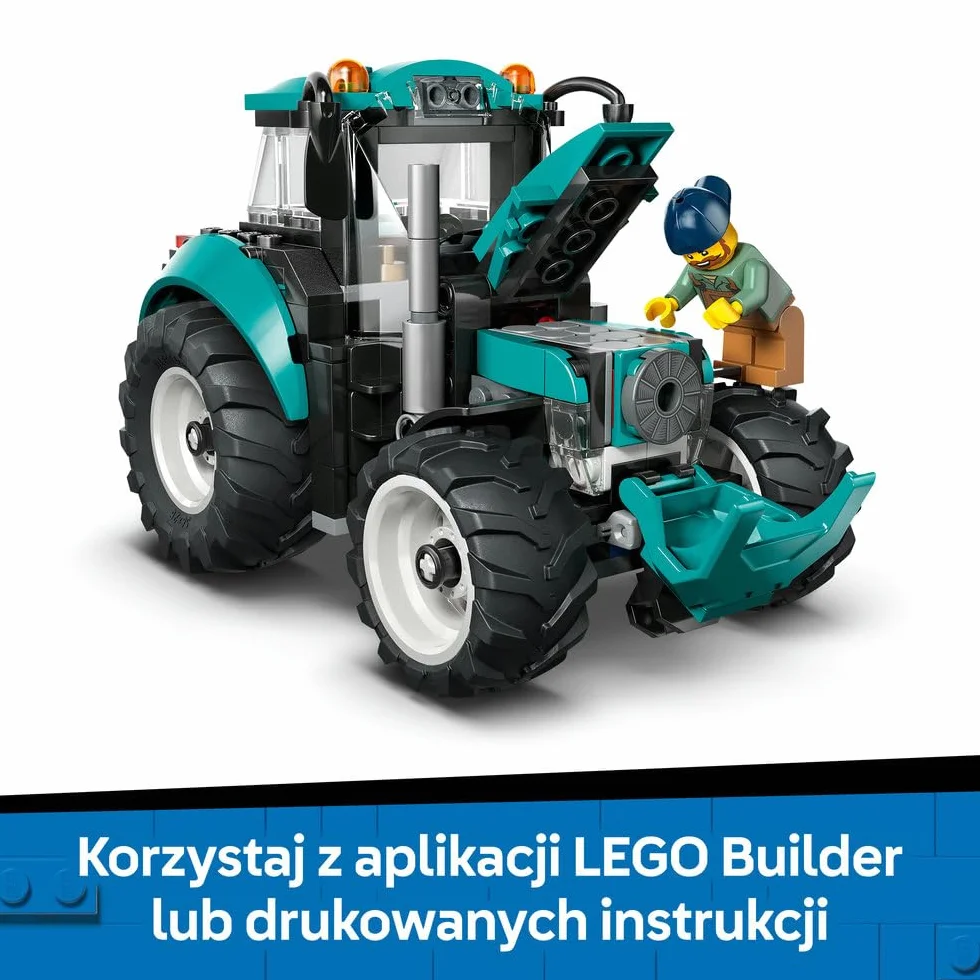 LEGO City Traktor, zabawka dla dzieci od 6 lat, ciągnik z gumowymi oponami i minifigurką rolnika, pomysł na prezent dla 6-latka, dla chłopca i dziewczynki na urodziny, ozdoba na biurko 60498