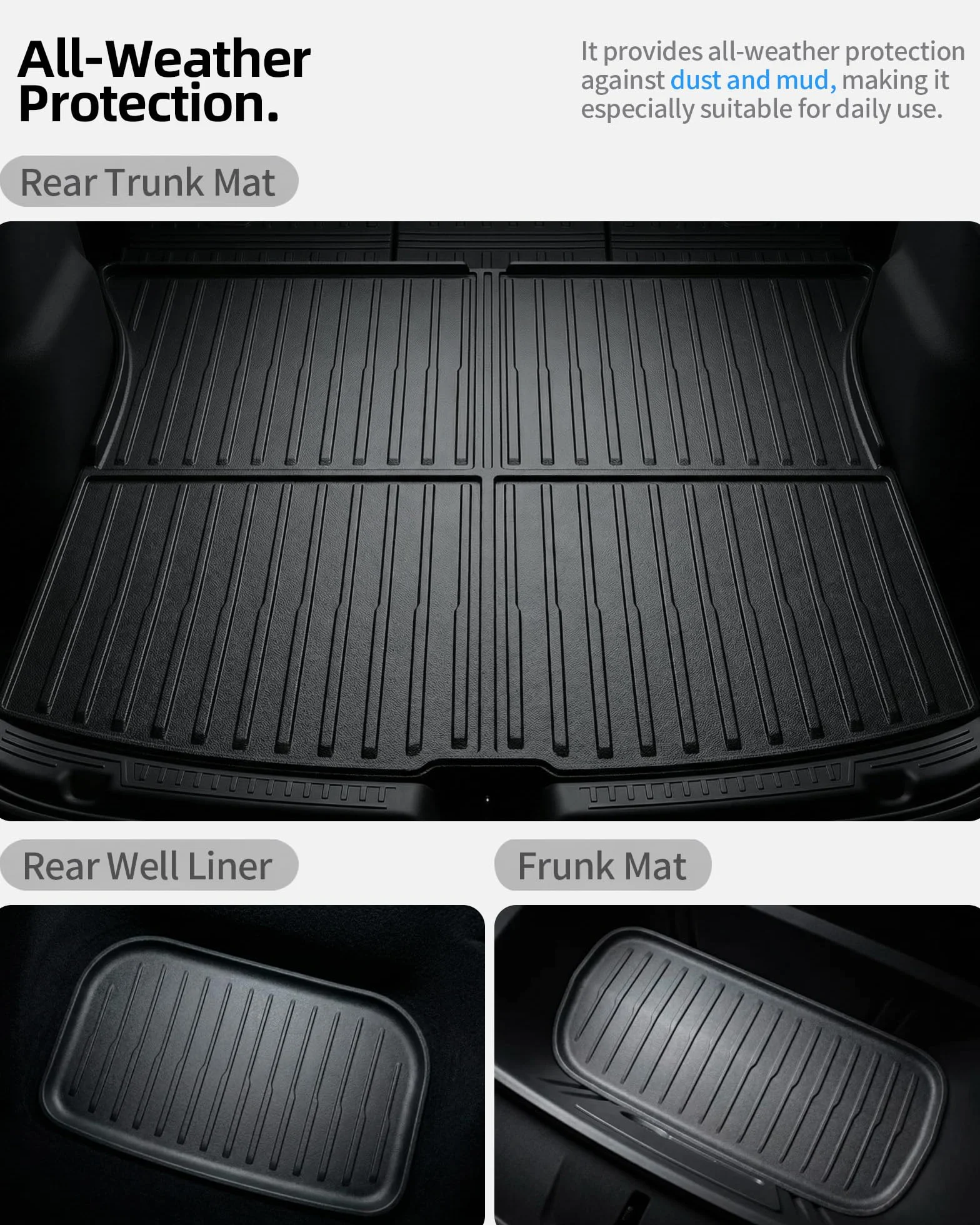 Tesla Model Y Juniper Accessories 2025/2026 All Weather TPE Anti-Slip Floor Mats Cargo Liner 5-osobowe