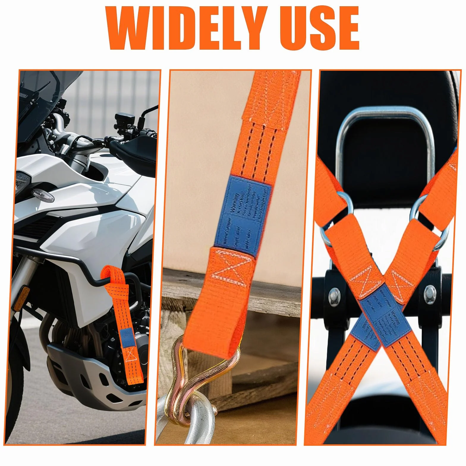 Pasy mocujące 6 sztuk 43,8 x 3,8 cm 1000 kg do motocykla ATV UTV