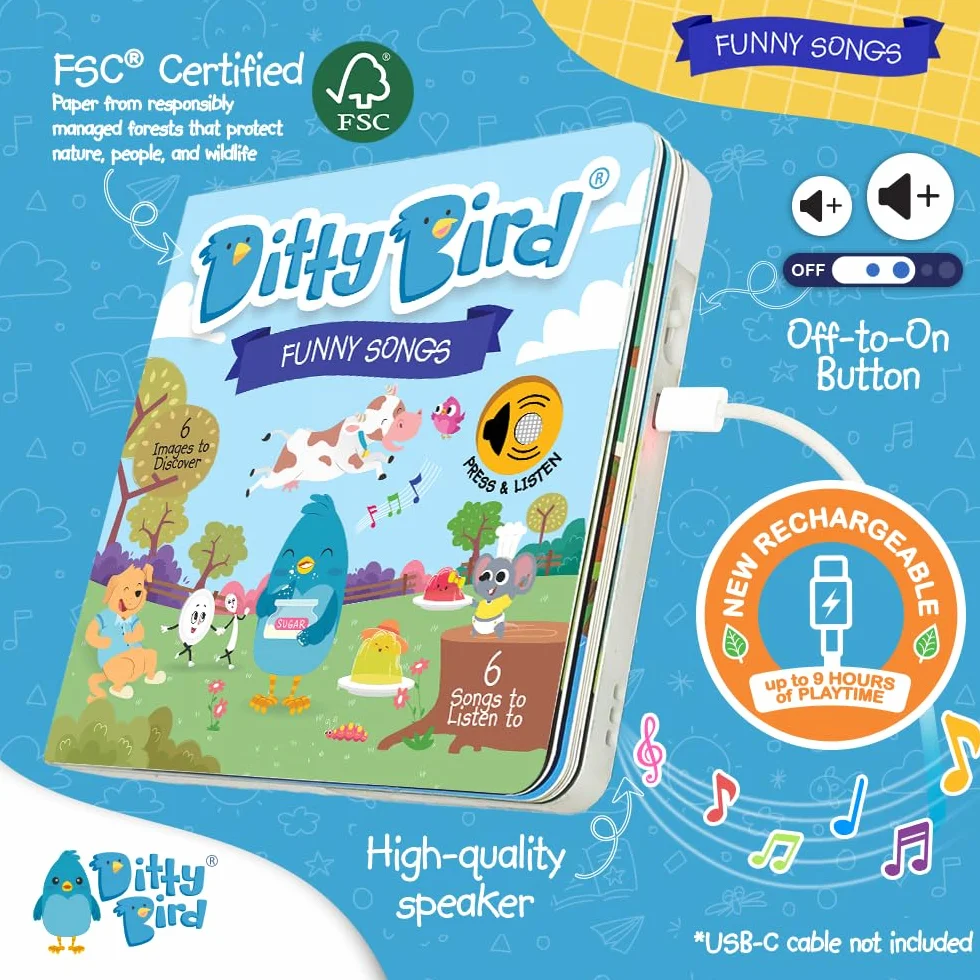 Ditty bird - livre musical sensoriel bébé des comptines amusantes: Jelly on a plate