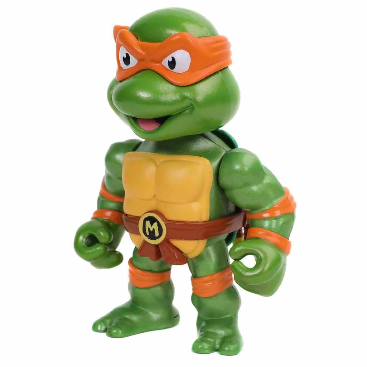 Jada 253283002, Wojownicze Żółwie Ninja Turtles, Michelangelo, metalowa, kolekcjonerska figurka die cast, 10 cm, zielony, pomarańczowy