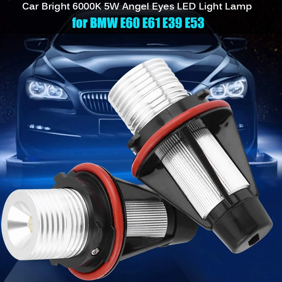 e60 żarówka Anioła, dla BMW Angel Eyes 2 Szt. Samochód Jasny 6000 K 5 W Lampa LED dla E60, E61, E39, E53