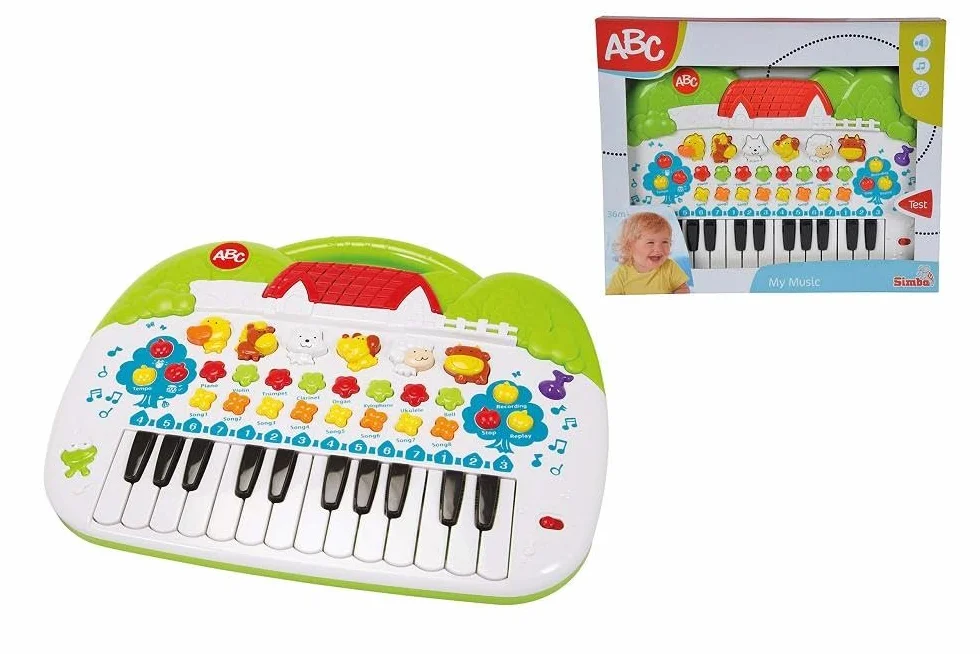 Simba 104018188 ABC zwierzęcy keyboard, z różnymi dźwiękami i funkcjami regulacji, 28 x 39 cm, od 3 lat