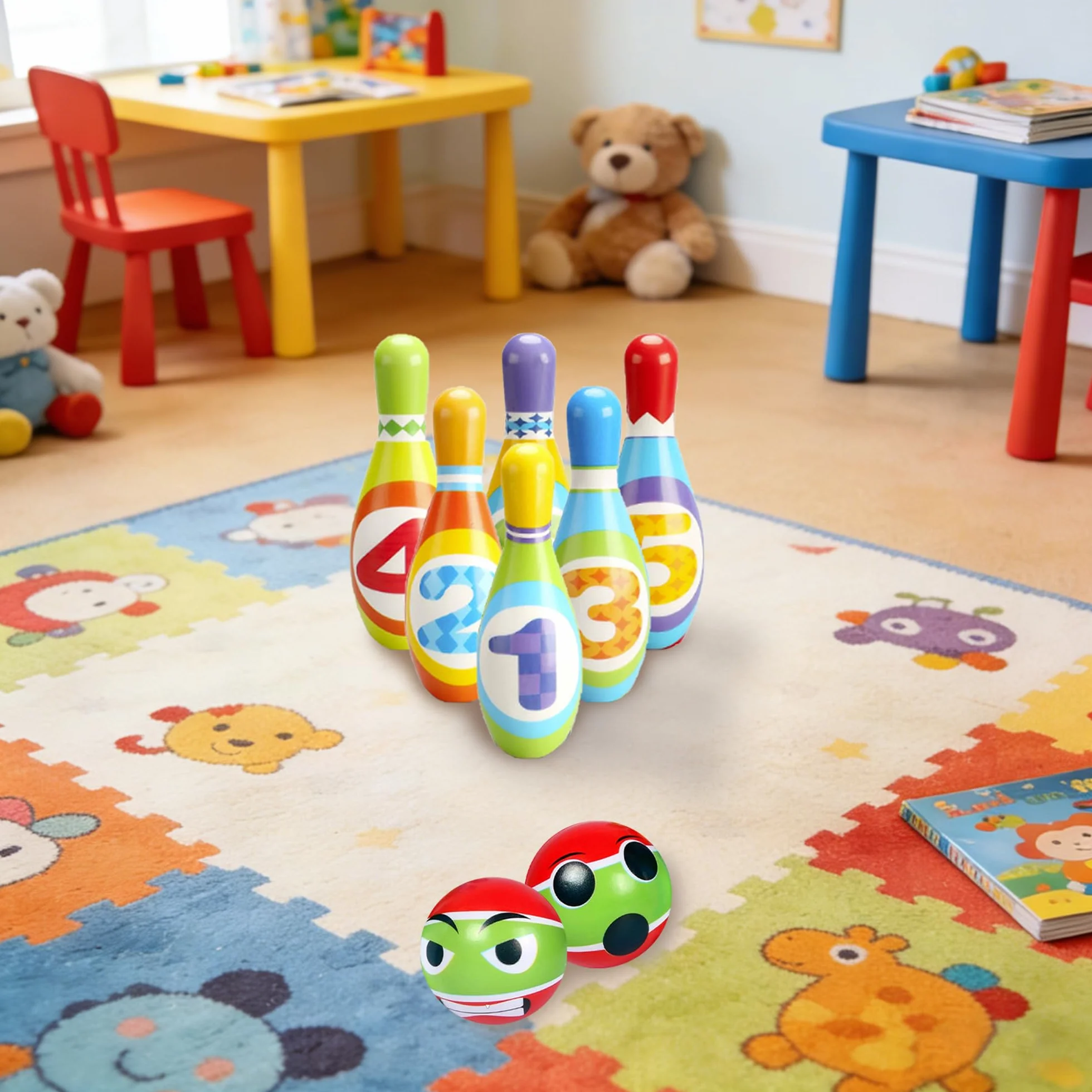 Zestaw Do Gry W Kręgle, Dziewczęta, W Kręgle Z 6 Pinami 2 Kulki Zabawka, Edukacyjna Zabawka, Do Użytku W Domu I Na Zewnątrz, Prezenty Dla Dzieci Chłopcy Dziewczęta (A)