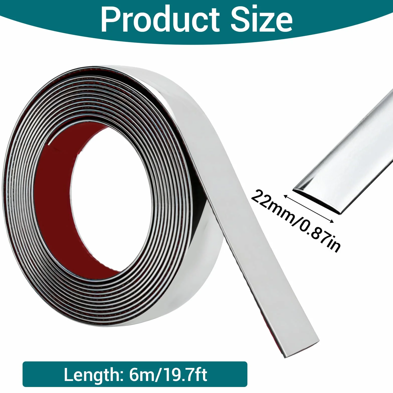 Samoprzylepne listwy ozdobne chromowane 6 m 22 mm do karoserii samochodu