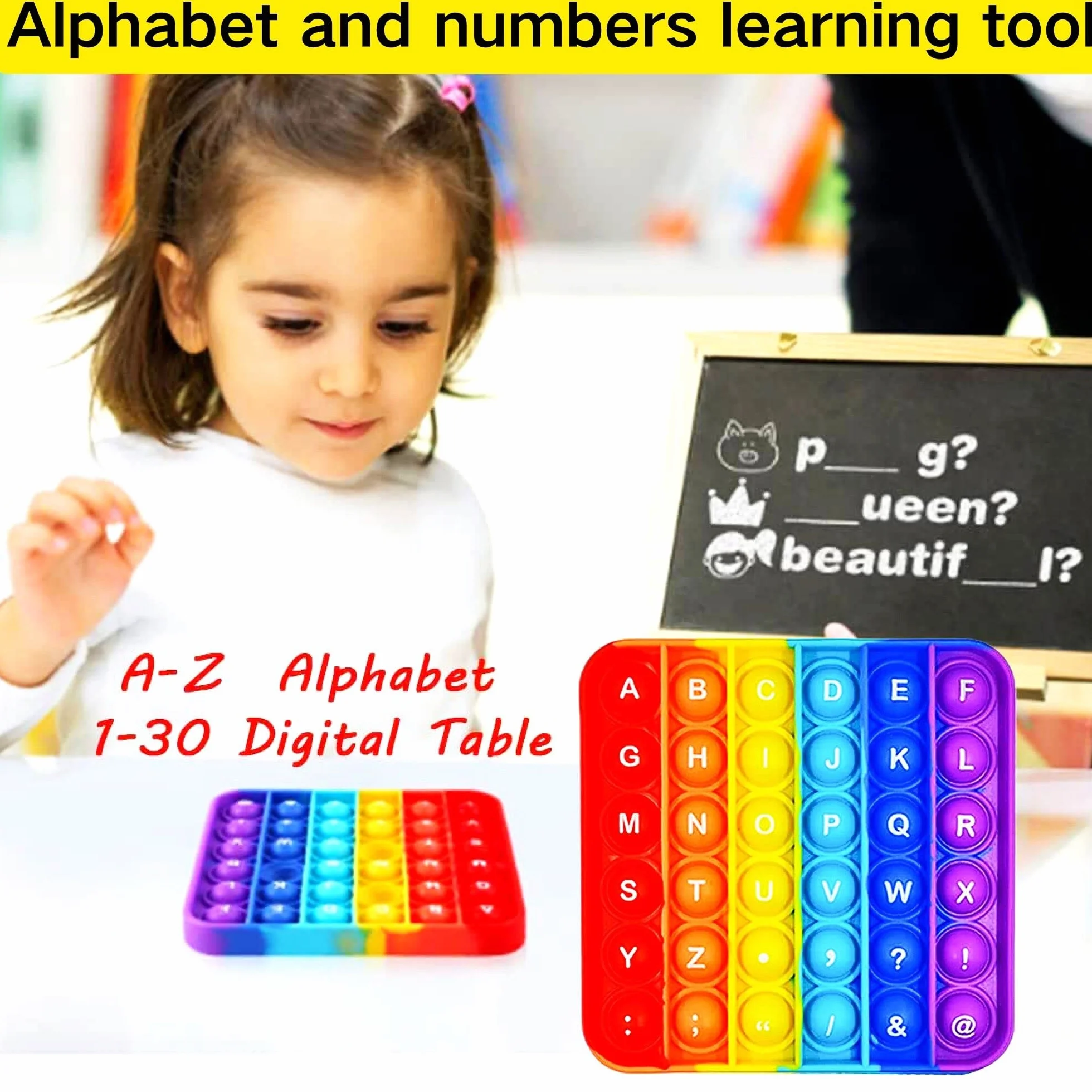Pop Fidget Toy, Push Bubble Sensory Wybuchające silikonowe bąbelki sensoryczne Zabawka edukacyjna Matematyka Zabawki antystresowe Pop łagodzą stres i niepokój [Losowy]