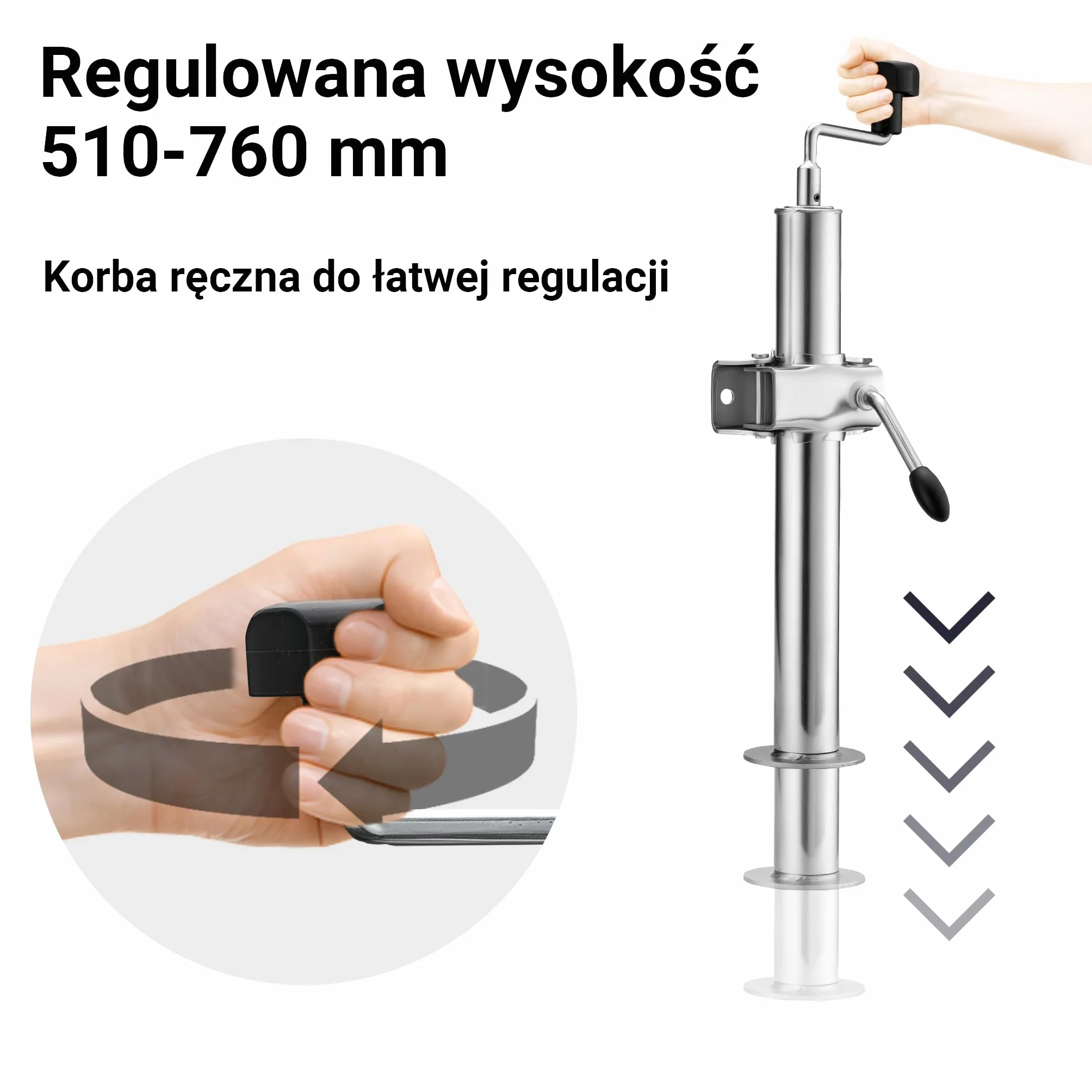 XPOtool Podpora przyczepy 2stk. z regulowaną wysokością 510-760mm wsparcie 2 uchwyty zaciskowe Ø48mm