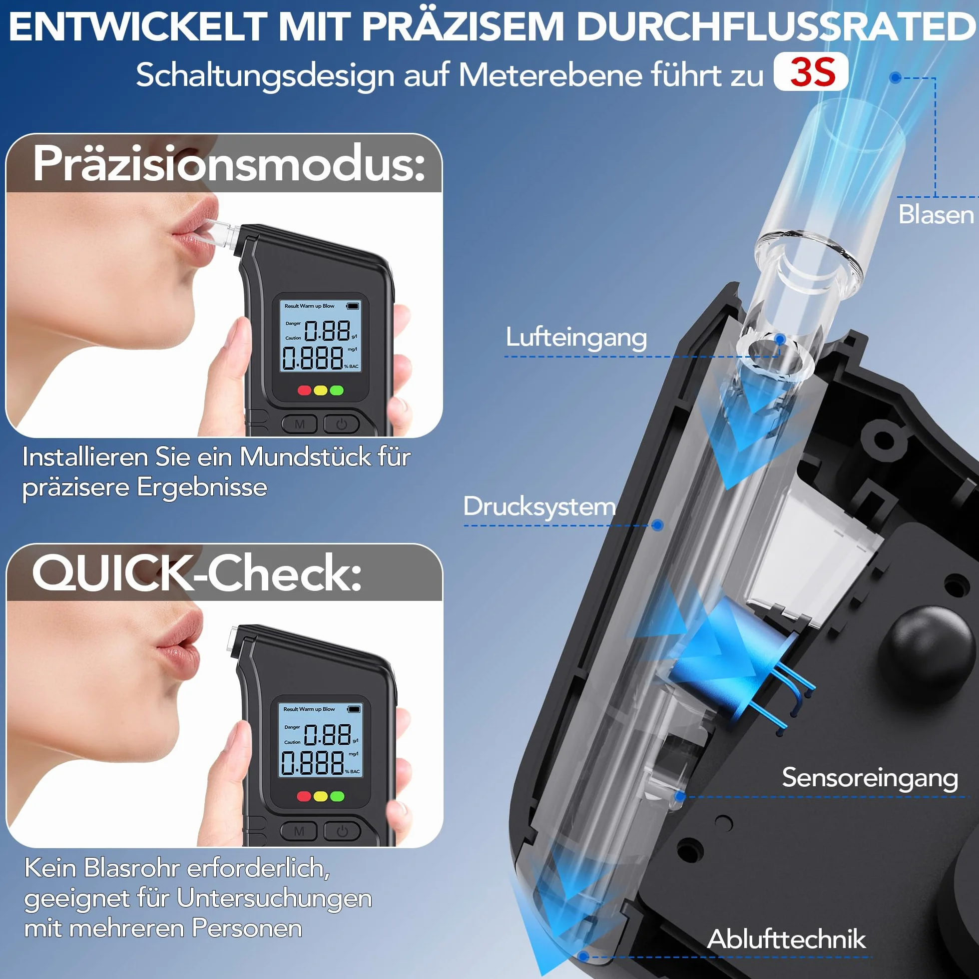 ROTTOGOON Alkomat z dwoma czujnikami cyfrowy LCD dokładny przenośny