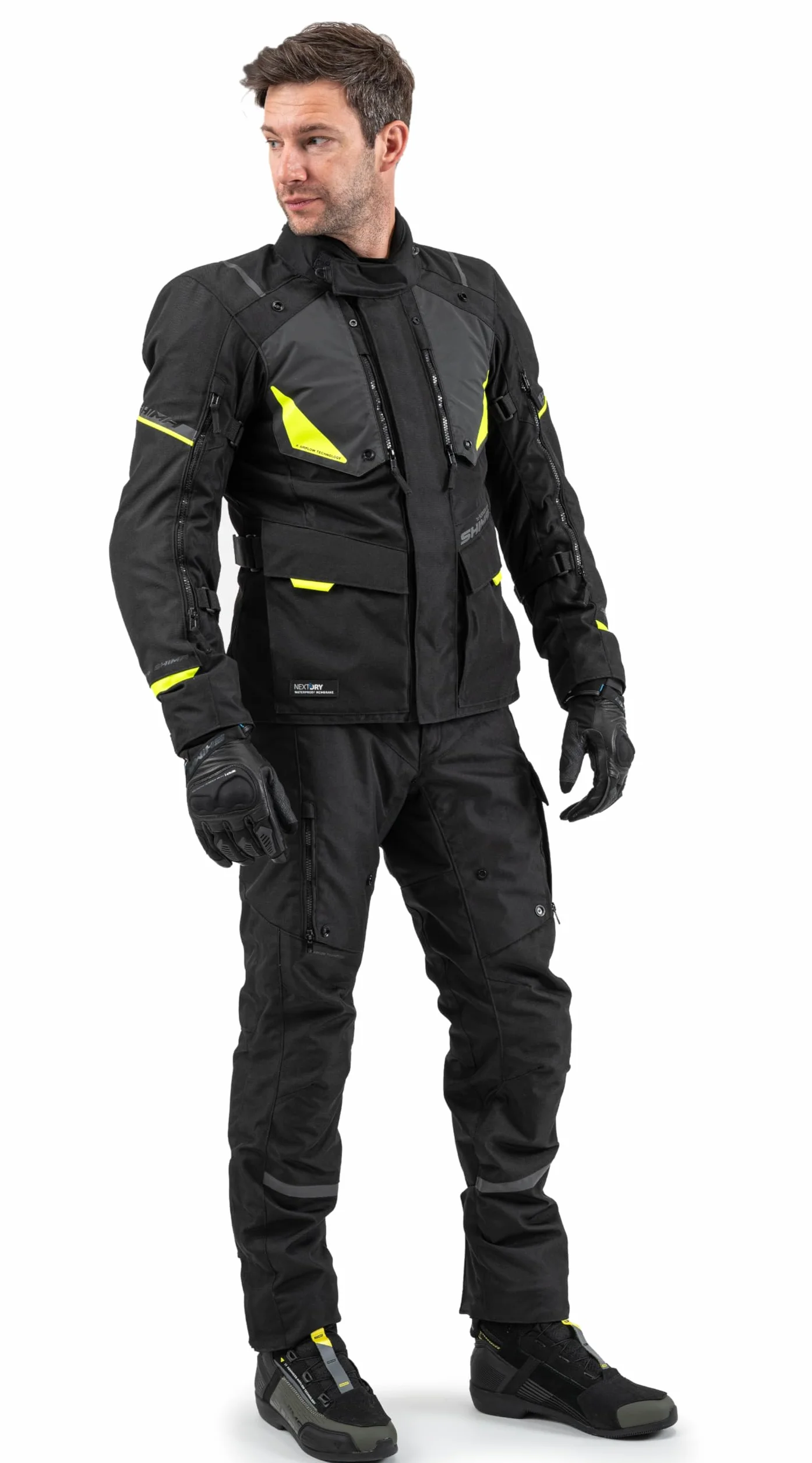 SHIMA RUNNER Kurtka motocyklowa AIRFORCE z ochraniaczem na plecy wodoodporna lekka opancerzona męska fluo M