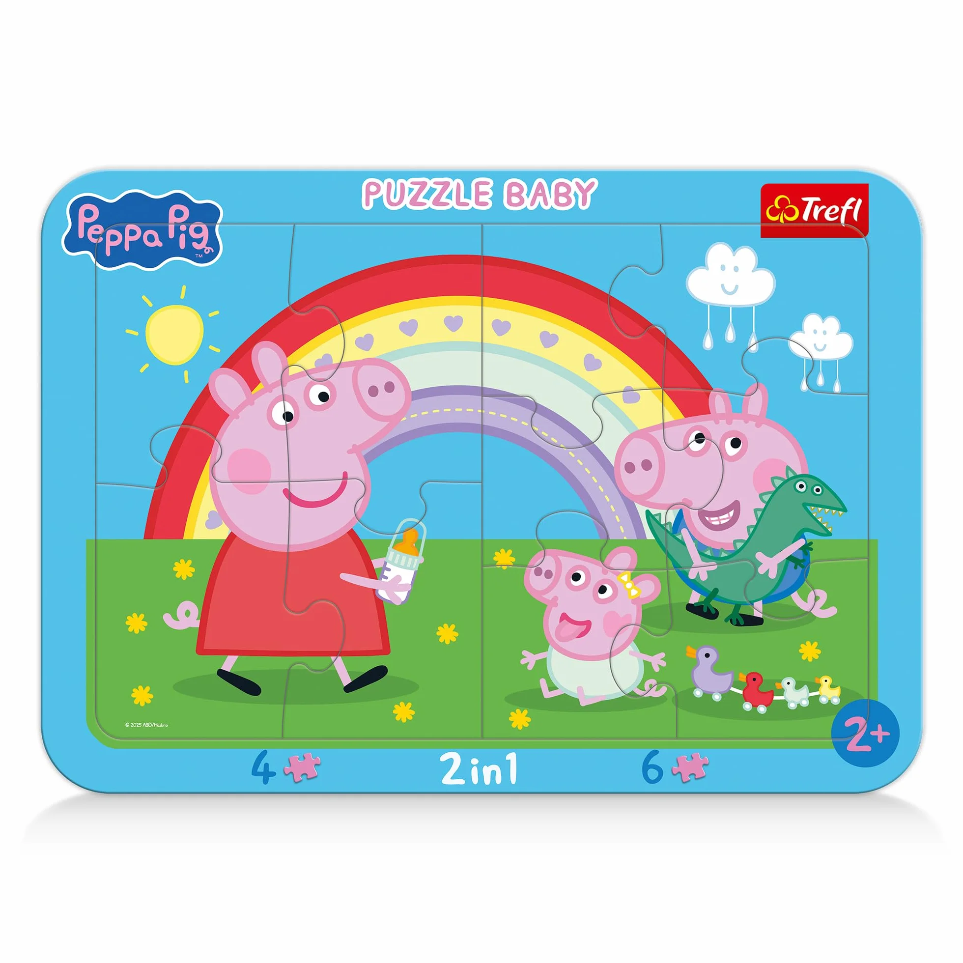 Trefl - Peppa Pig - Mała Peppa - Puzzle Ramkowe Baby 2w1 dla dzieci od 2. roku życia