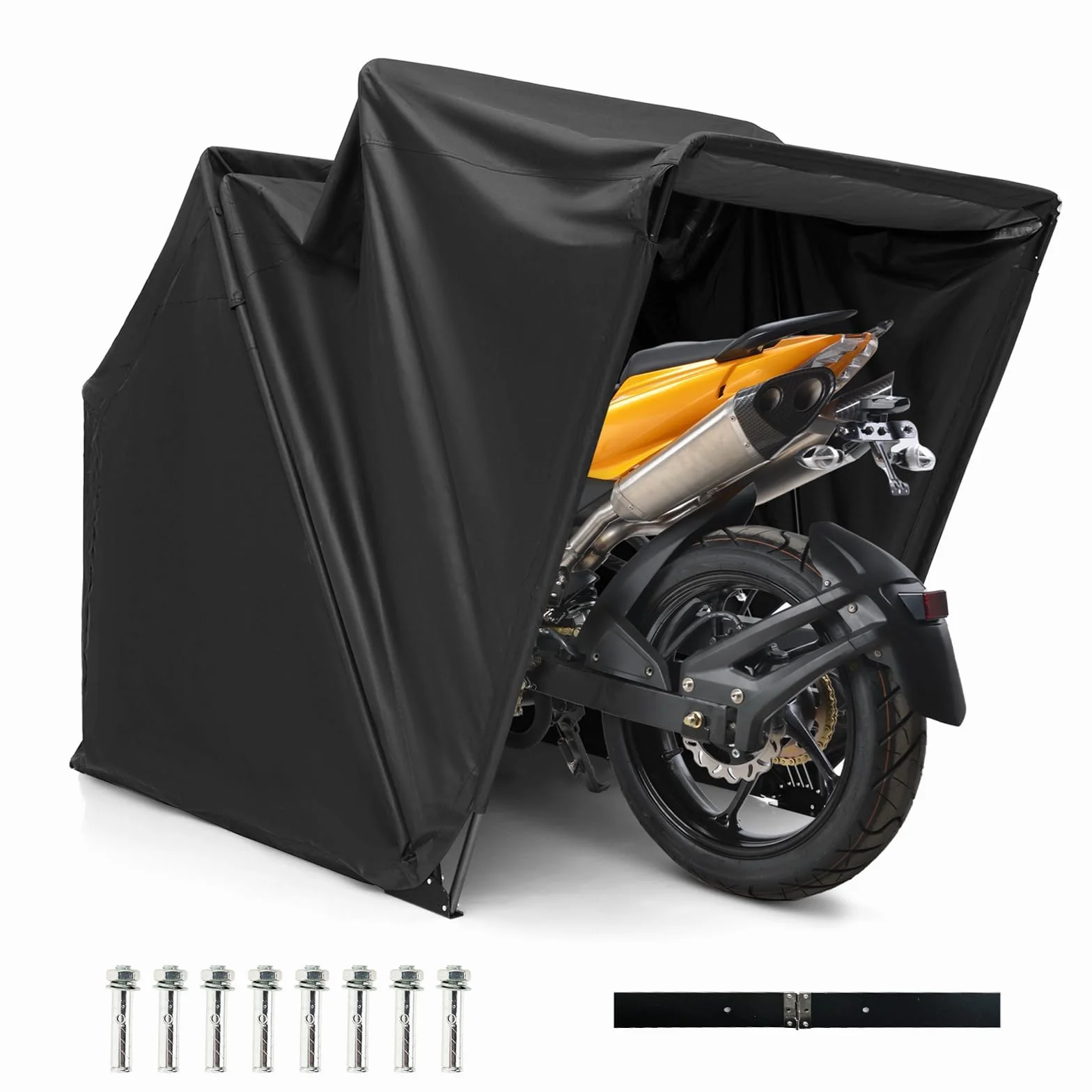 COSTWAY Garaż namiotowy na motocykl, 342 x 137 x 190 cm, plandeka na motocykl z tkaniny Oxford z metalową ramą, wodoszczelna, odporna na warunki atmosferyczne, do użytku na zewnątrz