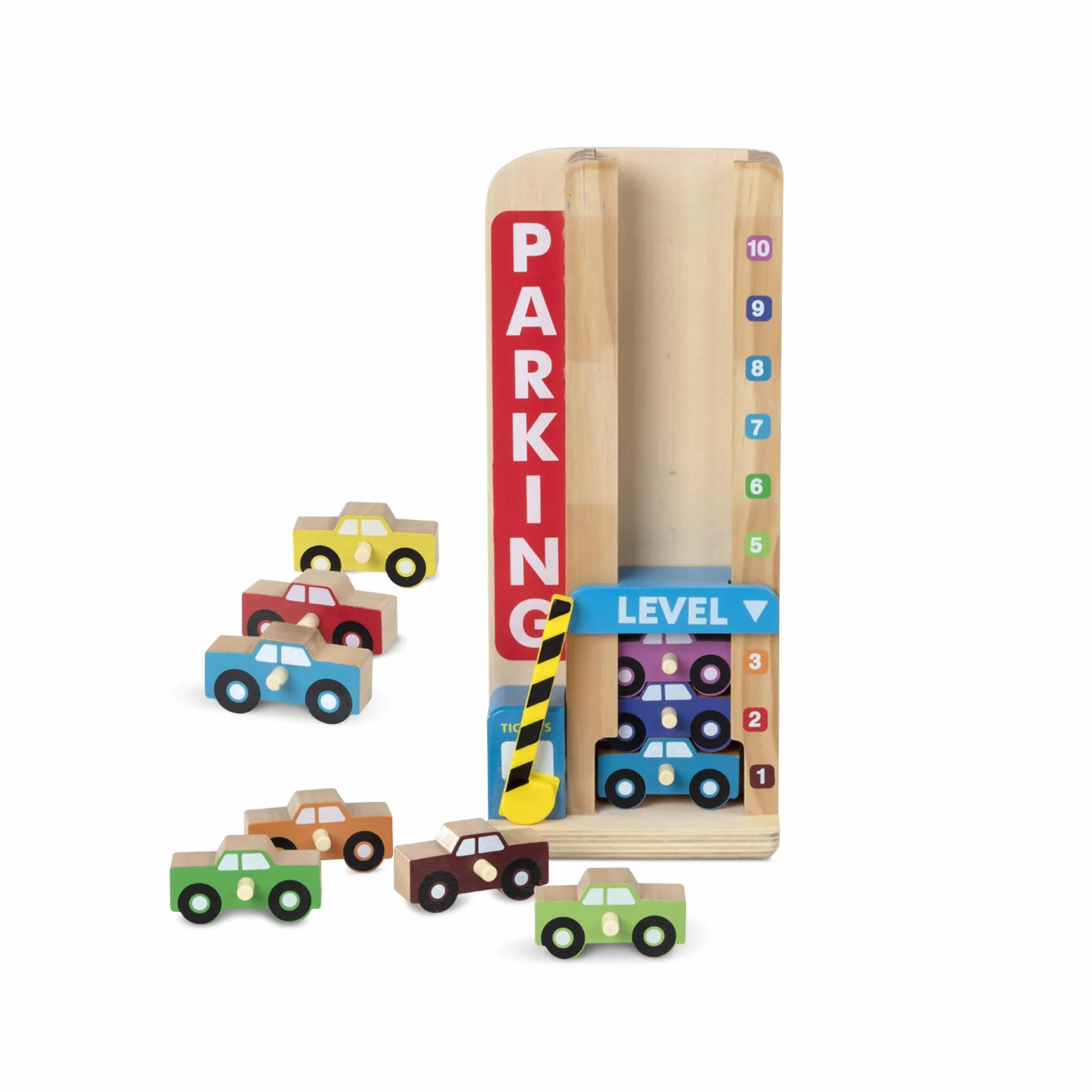 Melissa & Doug – garaż do układania w stos i liczenia | zabawka rozwojowa | motoryka | 3+ | prezent dla chłopca lub dziewczynki