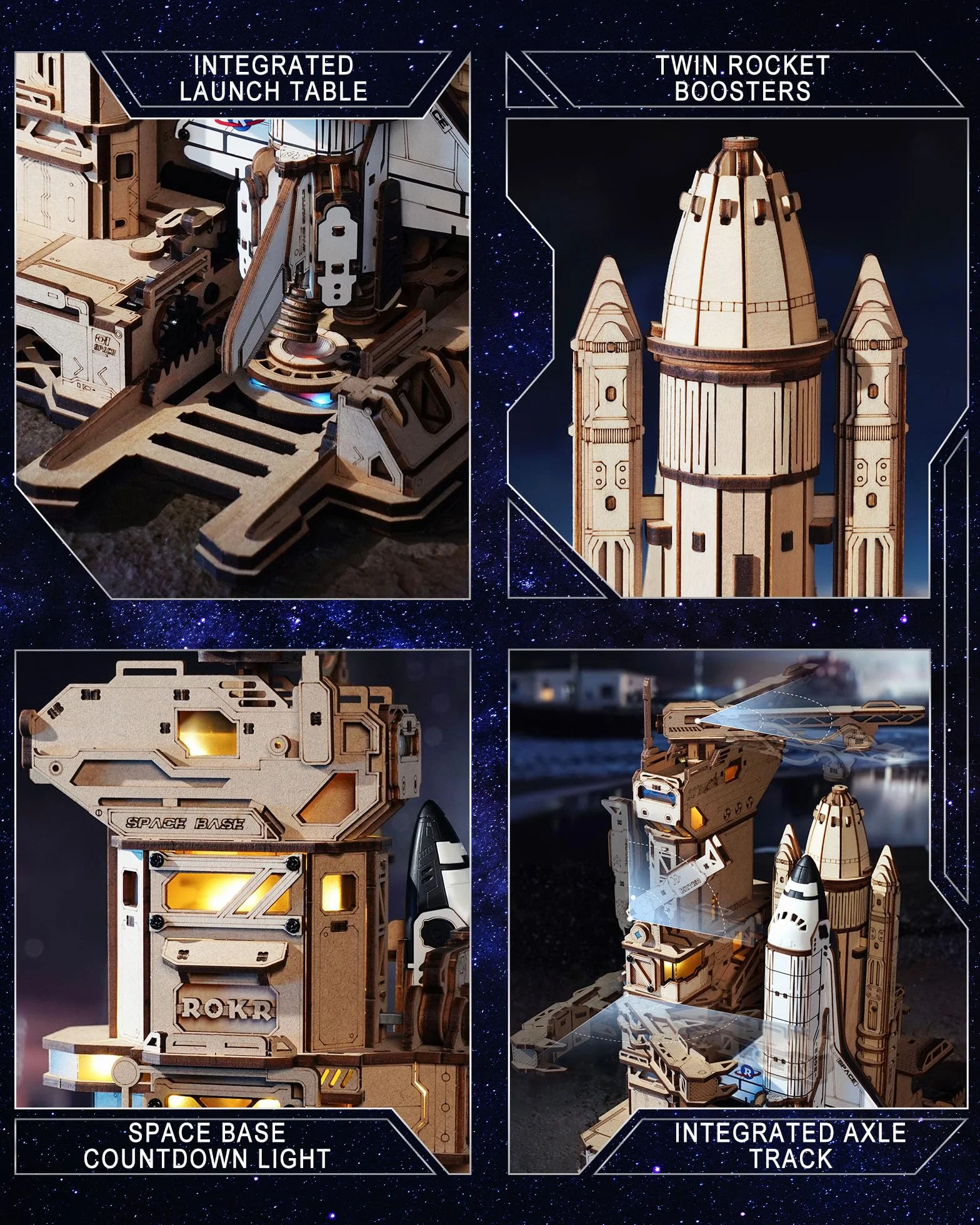 ROKR Puzzle 3D, wahadłowiec kosmiczny, drewniane zestawy modeli dla dorosłych, zestawy modelarskie, prezenty urodzinowe dla dzieci i dorosłych, prom kosmiczny, LKA02