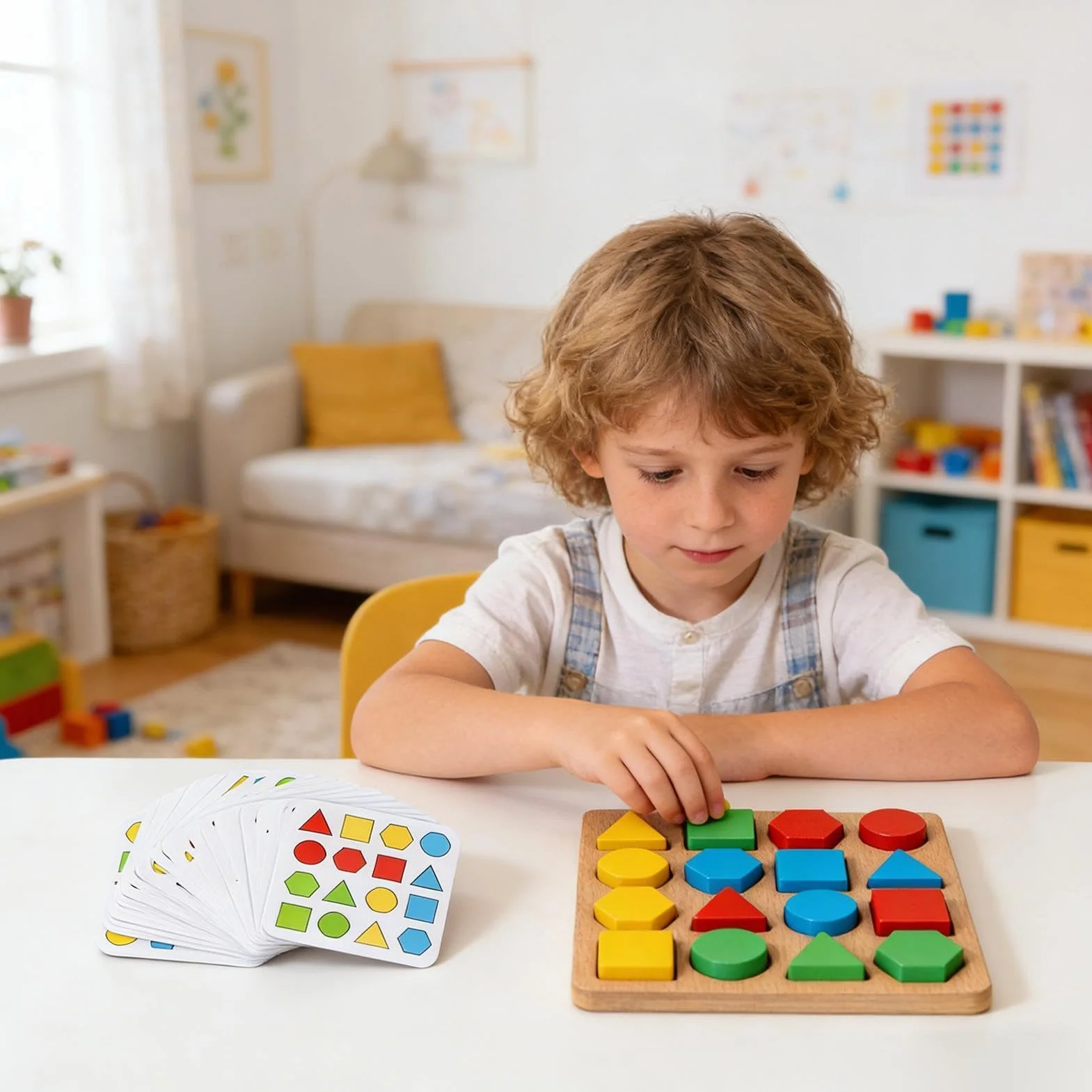 Układanka Kształtów,Sortowanie i Dopasowywanie Edukacyjna Zabawka | 16-elementowe Klocki Puzzle - Do Podróży Dla Chłopców Dziewczynek 3+ Prezent dla Dzieci Szkolny Zajęcia