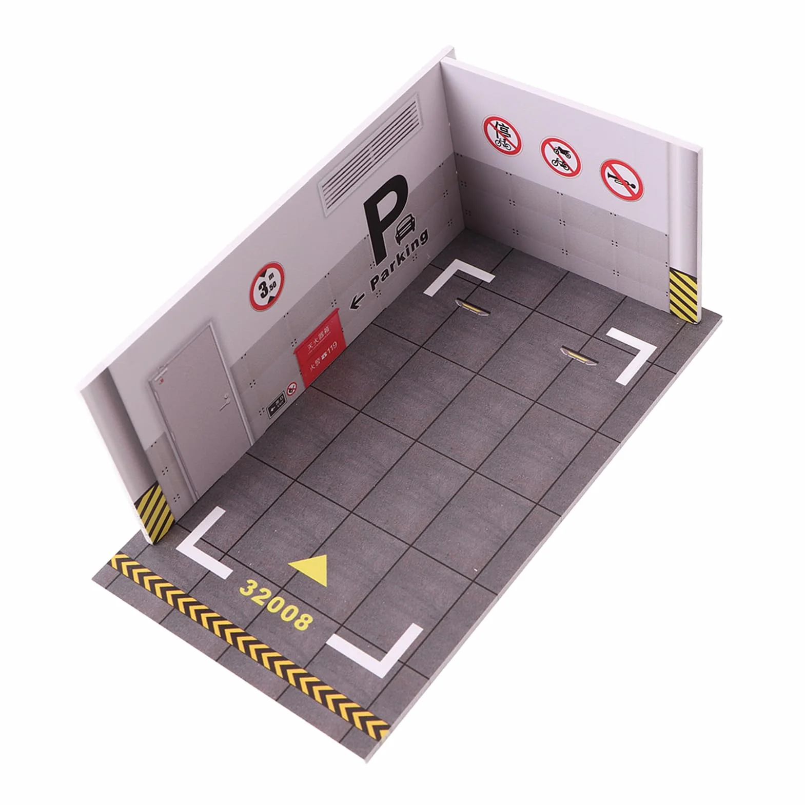 3 szt. Model Parkingu, Model Parkingu w Skali 1:32 Innowacyjna Symulacja PVC łatwy montaż Projekt do Kolekcji (Model parkingu)