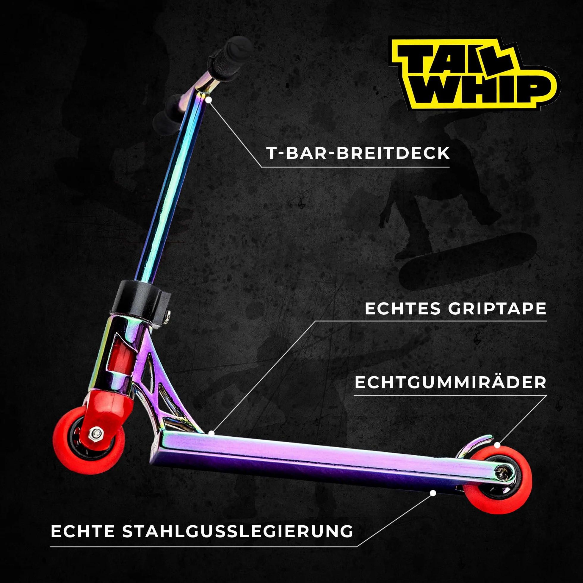 Finger Scooter Metalowy do Niesamowitych Trików od TAIL WHIP, Mini Hulajnoga Na Palce, Zabawka Wspomaga Motorykę Ręczną, Kompatybilna z Finger Tech Skateboard, Finger Skatepark, Finger Bike BMX, mult
