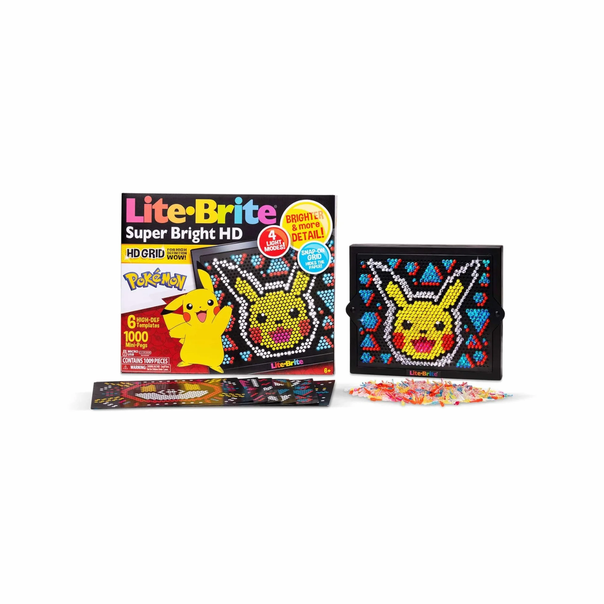 Basic Fun Lite-Brite Pokémon podświetlana tablica kreślarska LED z kolorami, świecąca zabawka dla dzieci